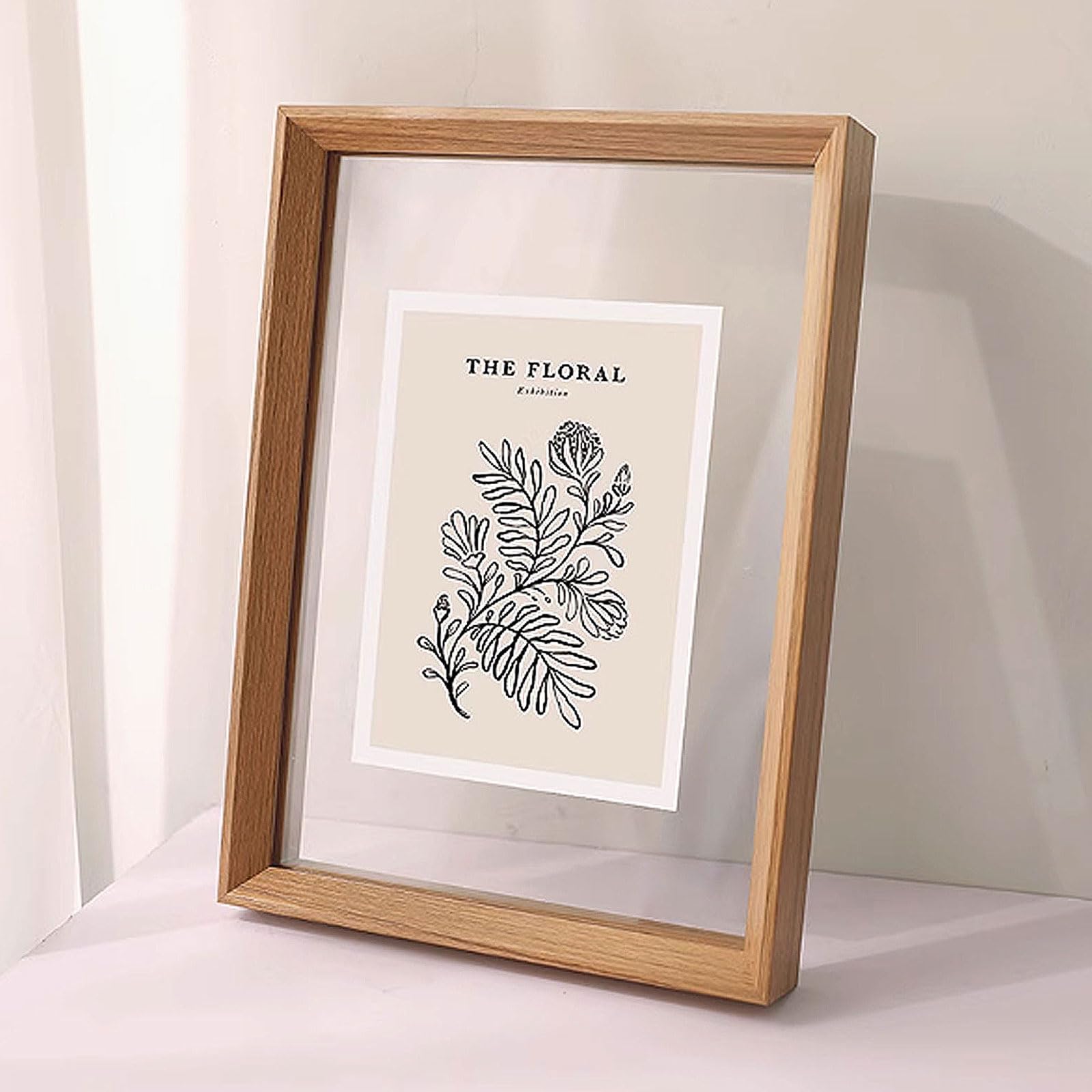 a4 frame, Acrylic Double Sided Transparent Display Frame Multicolor(Wood Grain,8 inches (15.2 * 20.3cm))