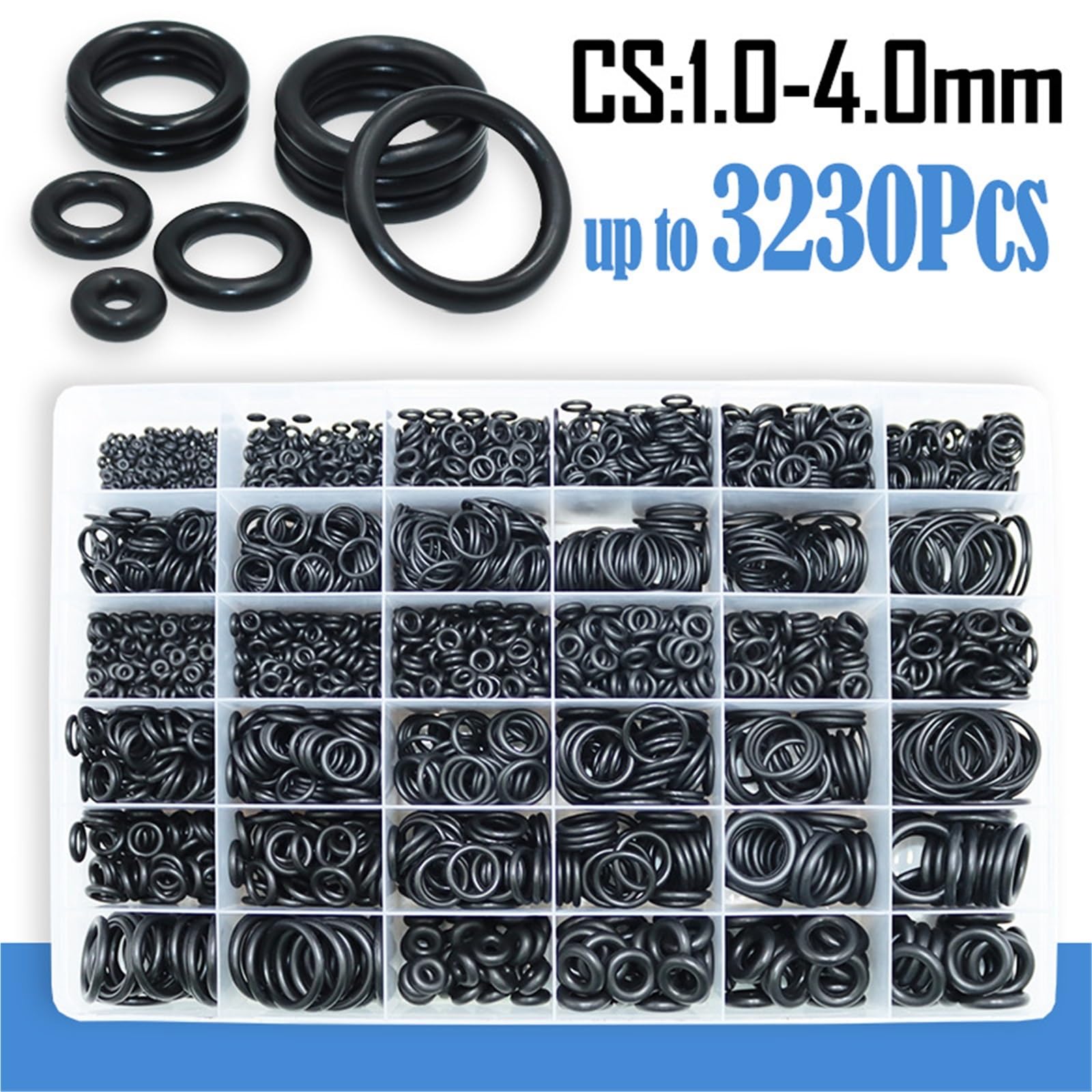 Guarnizione del motore della motocicletta O-ring CS 1.0 da,5 a 4, mm, rondella di tenuta, guarnizione in gomma nitrilica, guarnizioni idrauliche per rubinetti(Oring Kit 3230pcs)