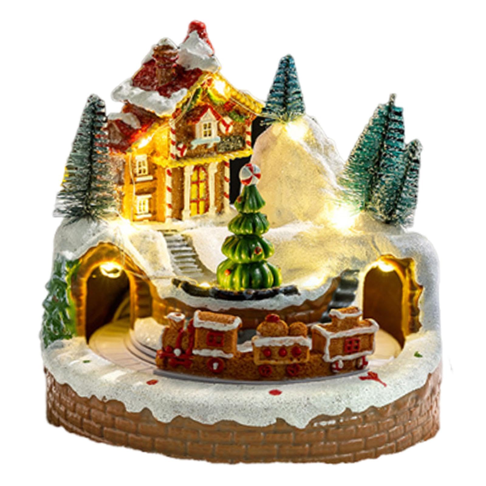 Perfeclan Weihnachts-Spieluhr, Spieluhr mit drehendem Zug, kreative Tischdekoration mit Weihnachts-Spieluhr, ideal für Kinderzimmer, Geburtstag, Advent