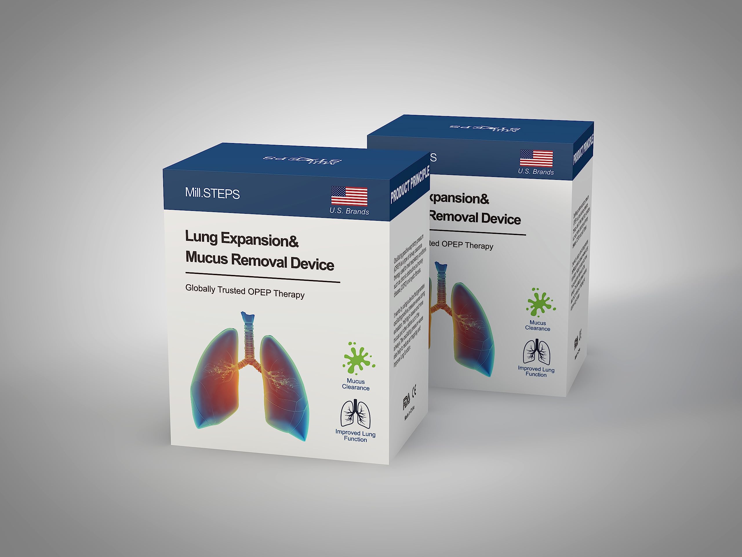 2PCS MillSTEPS Appareil d'exercice respiratoire pour Les poumons, l'expansion pulmonaire et Le Dispositif de soulagement du mu-cus (Vert)