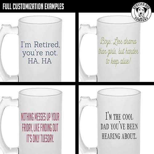 Miniatura 3 de Taza de cerveza de vidrio esmerilado personalizada de 16 onzas, Stein DYE, Día del Padre, regalos de Navidad personalizados para hombres, vasos de