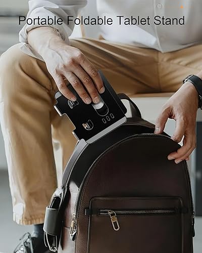 Miniatura 8 de Soporte para tablet con base giratoria de 360, soporte de aluminio ajustable de doble varilla para todos los iPad de 5.8 a 12.9 pulgadas, iPad,