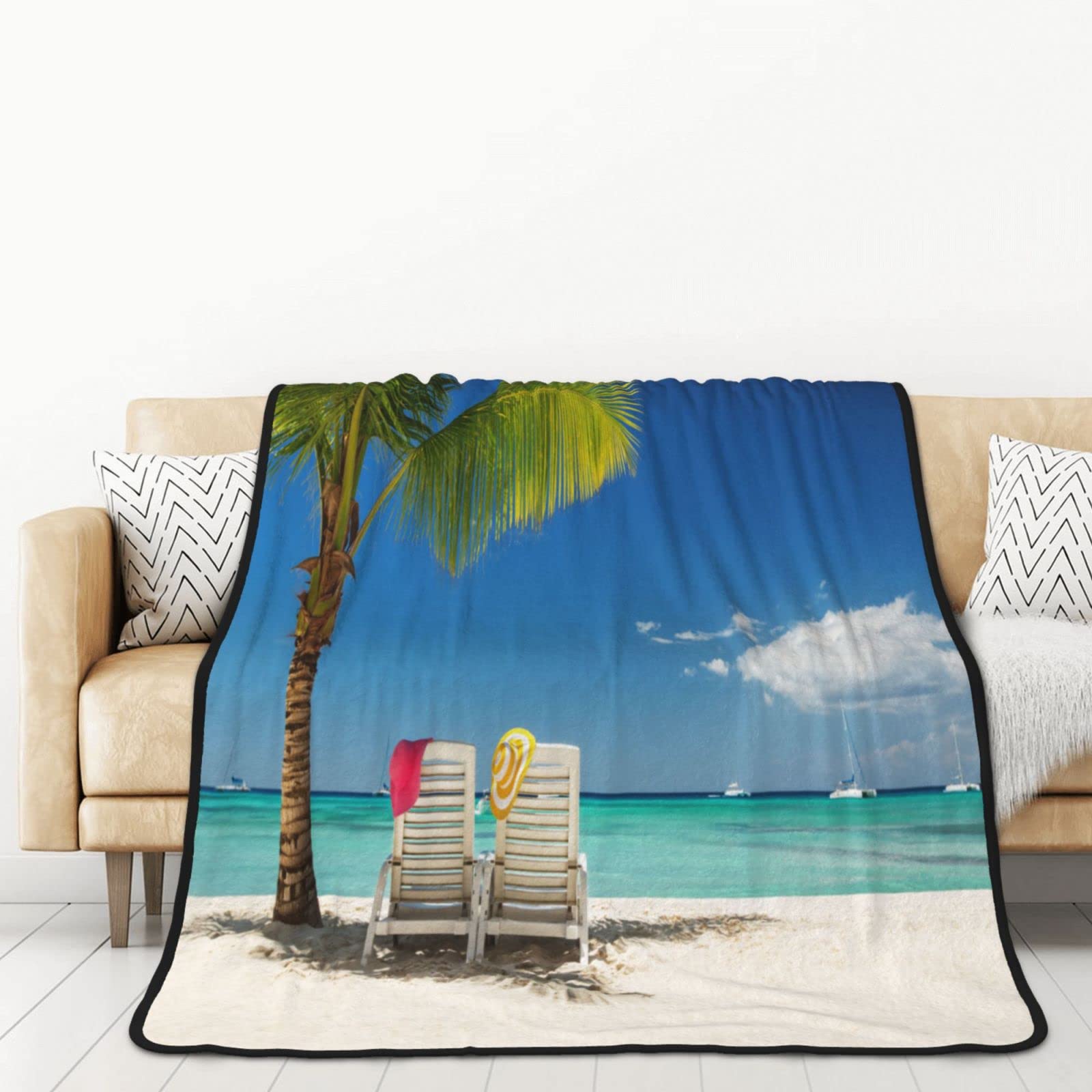 Couverture double face en polaire 203 x 152 cm - Pour la plage, les fauteuils, les bateaux, les canapés et les voyages