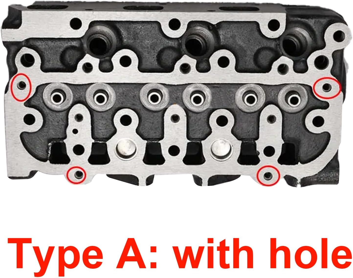 Cylinder Head Compatible for Kubota Engine D722 (Complete Cylinder Head with gasket set, Type A: with hole)
