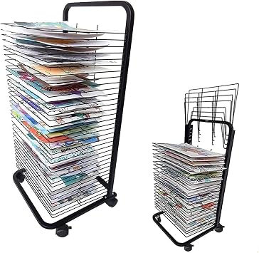 Art Drying Rack, Flexible Shelves, Sturdy Metal Art Rack, Power Coated Design, Mobile Art Drying Rack for Classrooms, Art Studio and Home Use Size 35-Layer