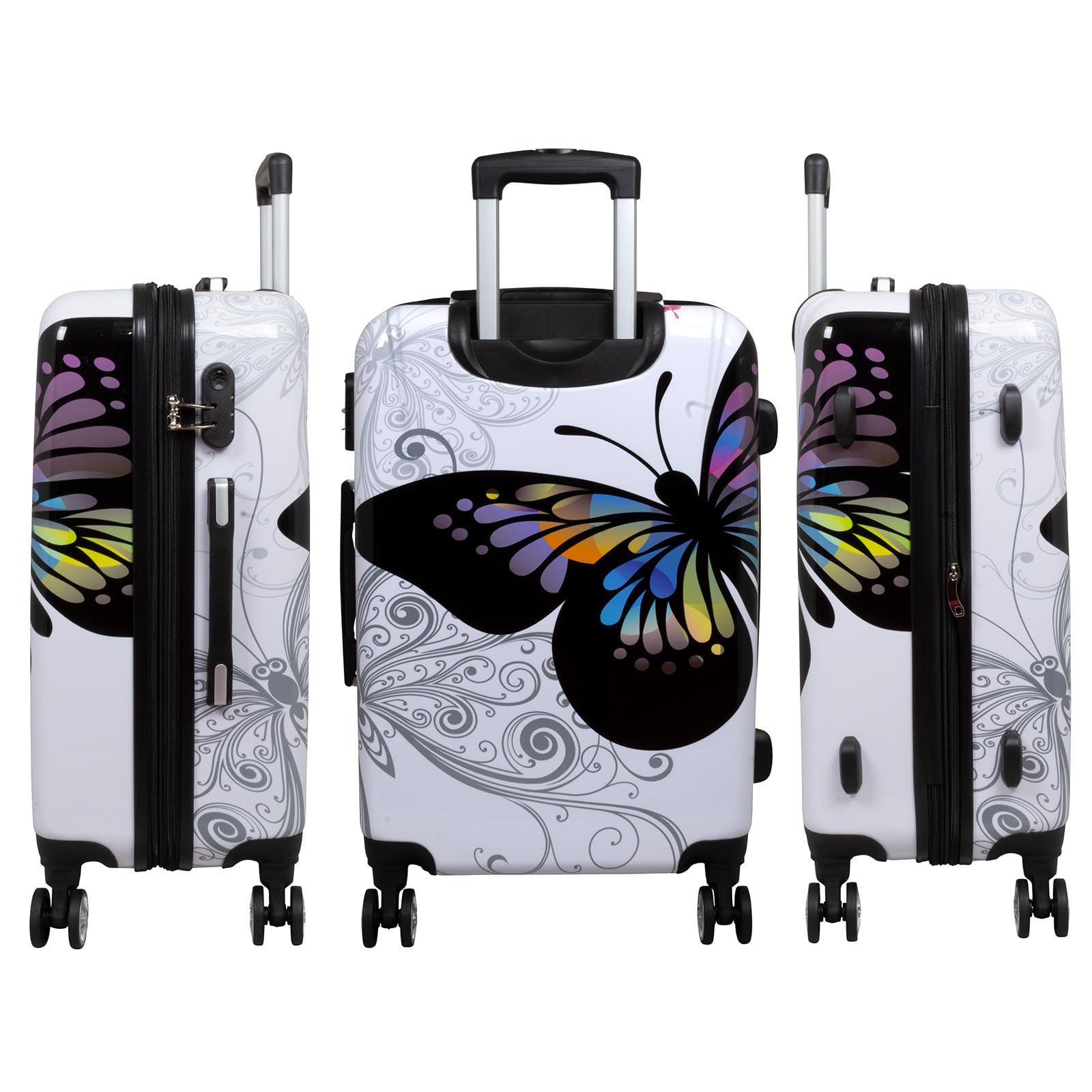 Koffer Hartschale mittelgroß 67 cm - Butterfly weiß