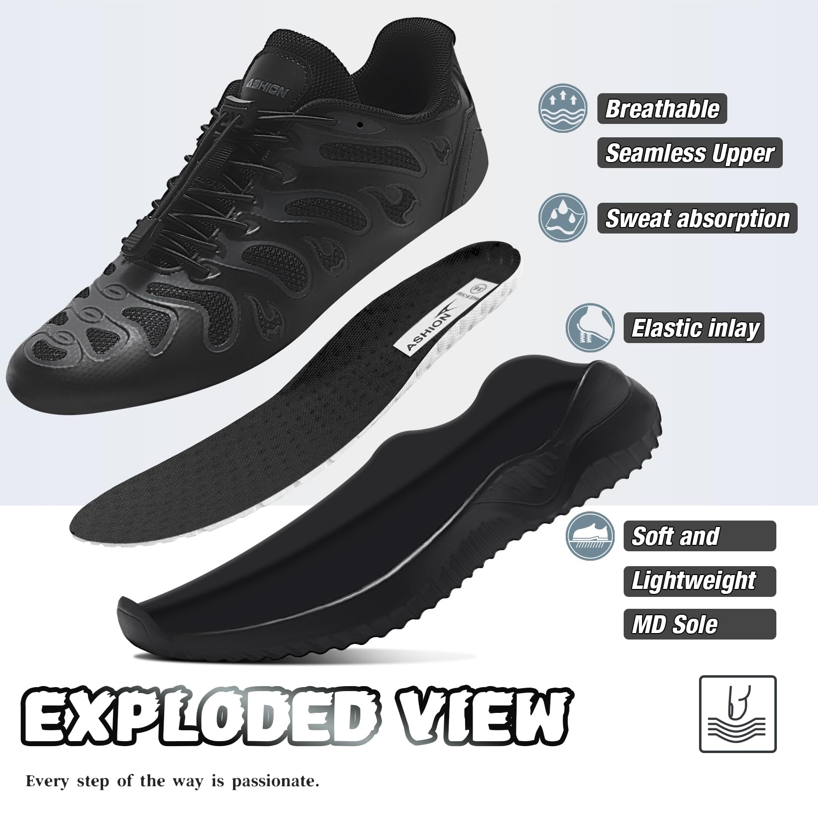 Littleplum Kids Sneakers for Boys Girls Running Tennis Shoes Lightweight Breathable Sport Athletic Slip On Shoes Black Little Kids Size 1.5