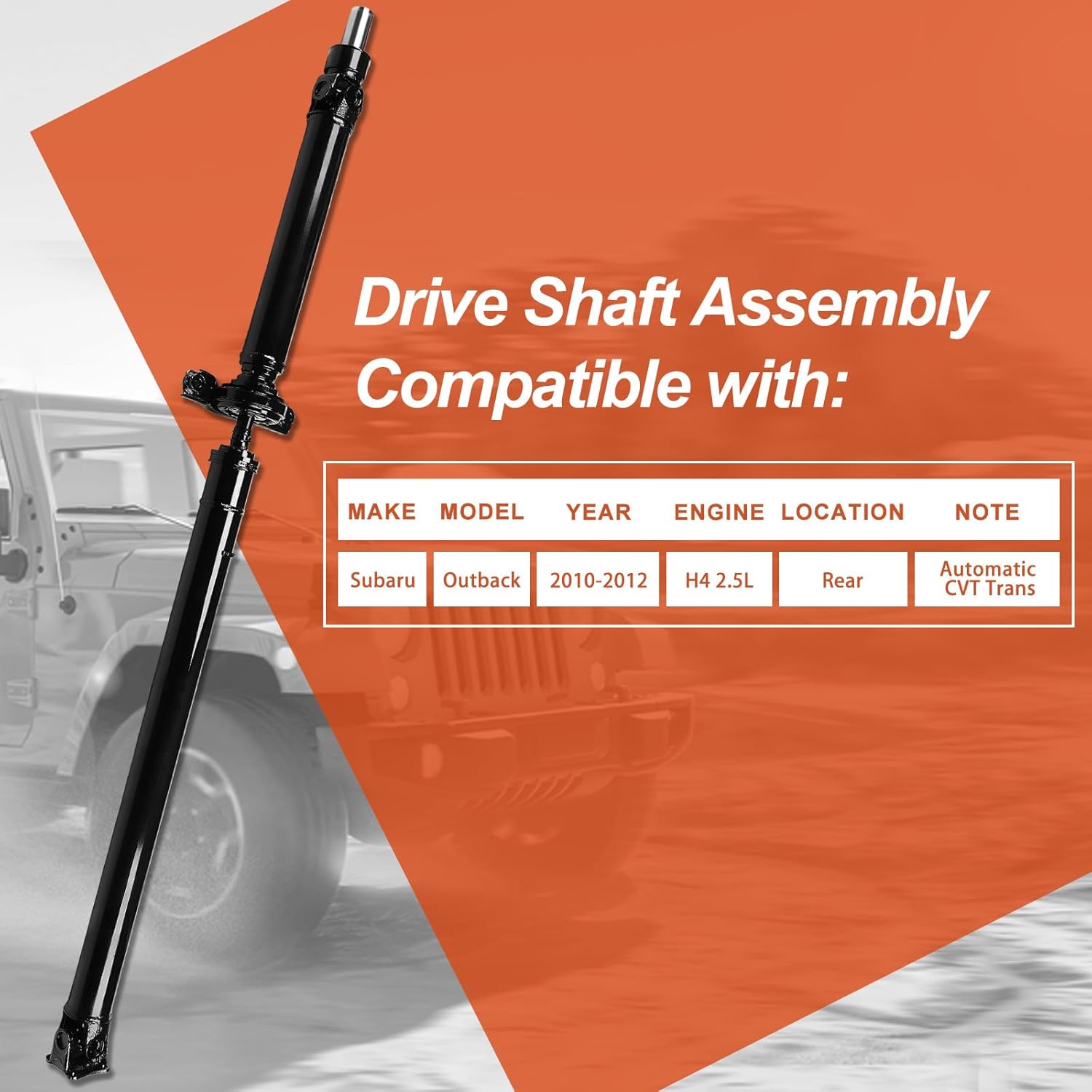 61.34'' - 62.52'' Rear Complete Drive Shaft Prop Shaft Driveshaft Assembly [Automatic CVT Transmission] Fit for Subaru Outback 2010 2011 2012 2.5L, OE 27111AJ11B, 27111AJ11A