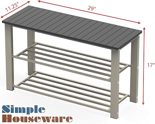 Miniatura 3 de Simple Houseware Banco de almacenamiento de zapatos para entrada, gris
