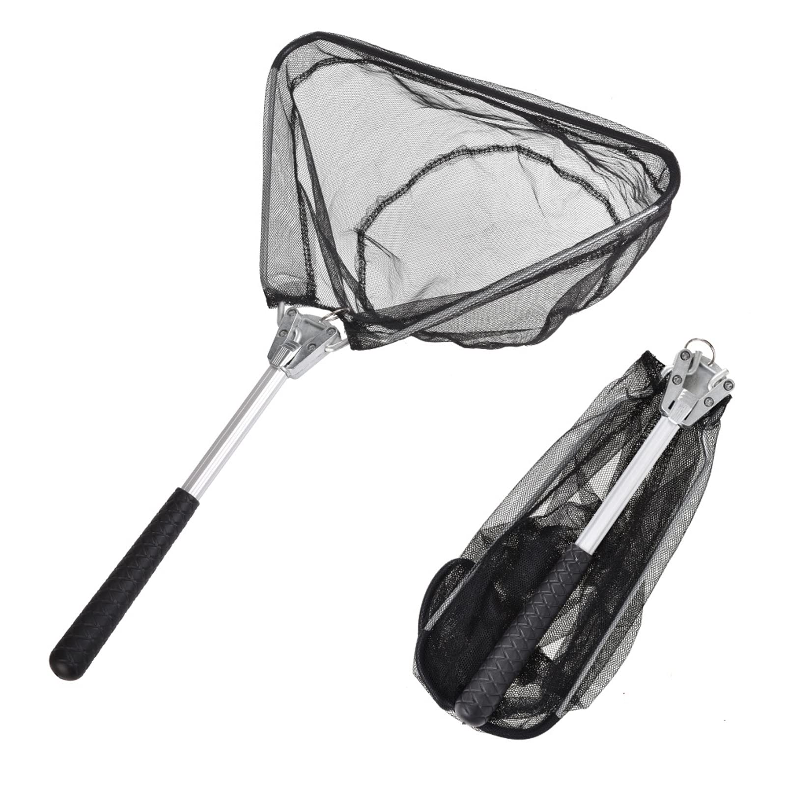 Aicharynic Retino da Pesca: 50 cm, Telescopico, Pieghevole, per Crap, Trote, Barca e Oceano, Nero, Alluminio e Nylon