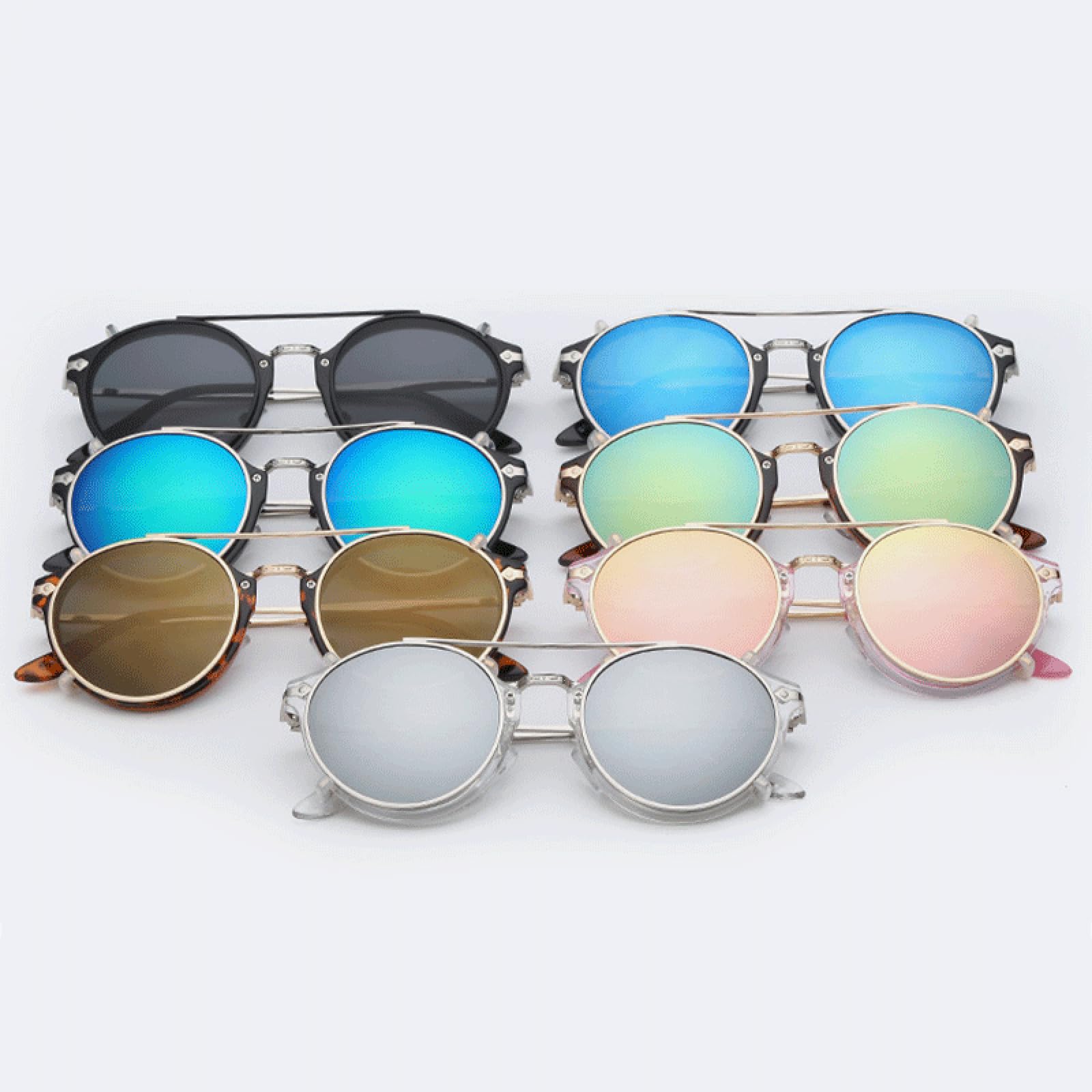 Gafas de sol con protección UV400 | Lentes redondas Steampunk de doble capa extraíbles | Para mujeres, hombres, deportes al aire libre y conducción
