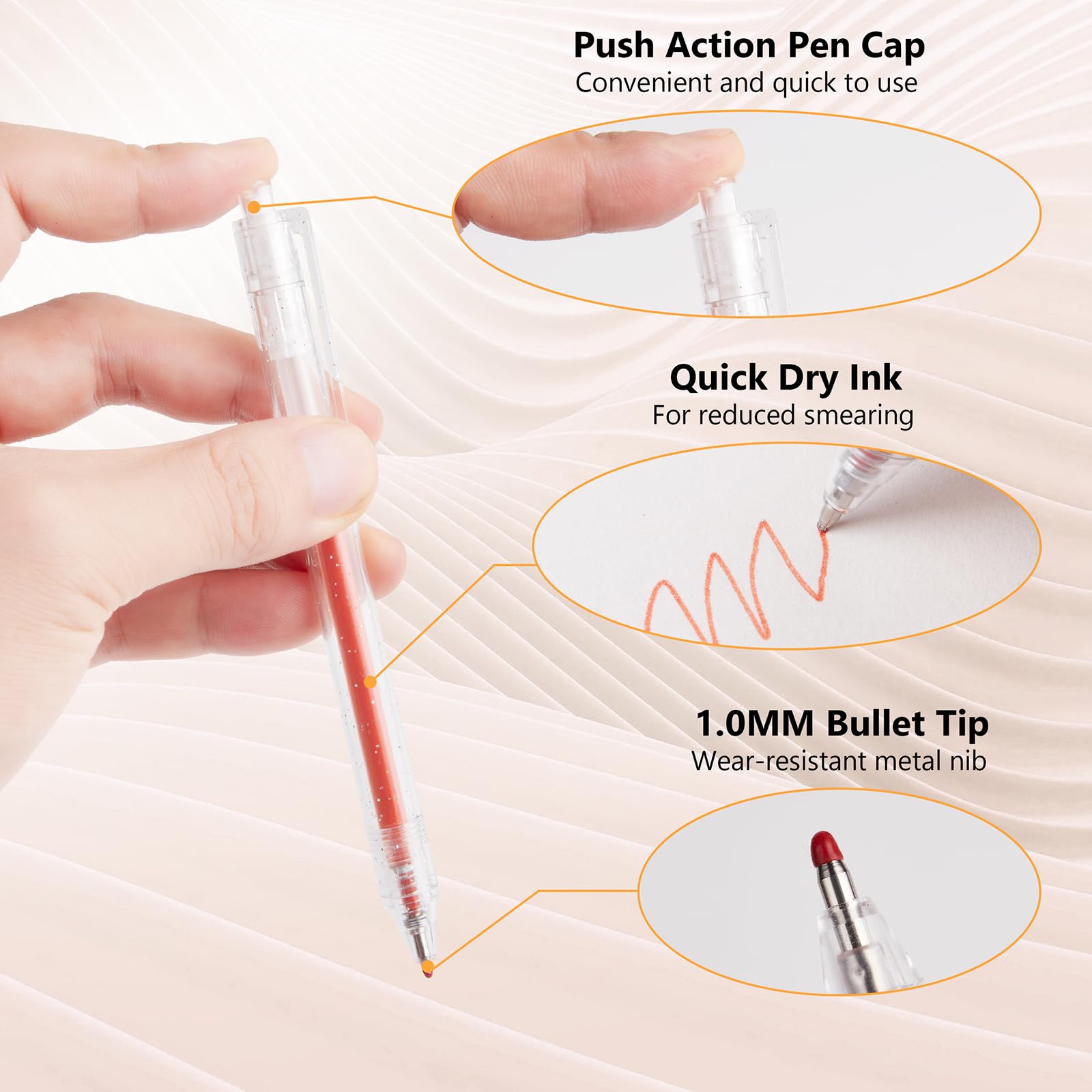 EooUooIP 12 Penne Gel Glitterate,Penne Gel Colorate,Penne Gel Metallizzate con Inchiostro ad Asciugatura Rapida,set di Penne in gel retrattili da 1,0 mm,per diari da colorare da disegno,ufficio,scuola