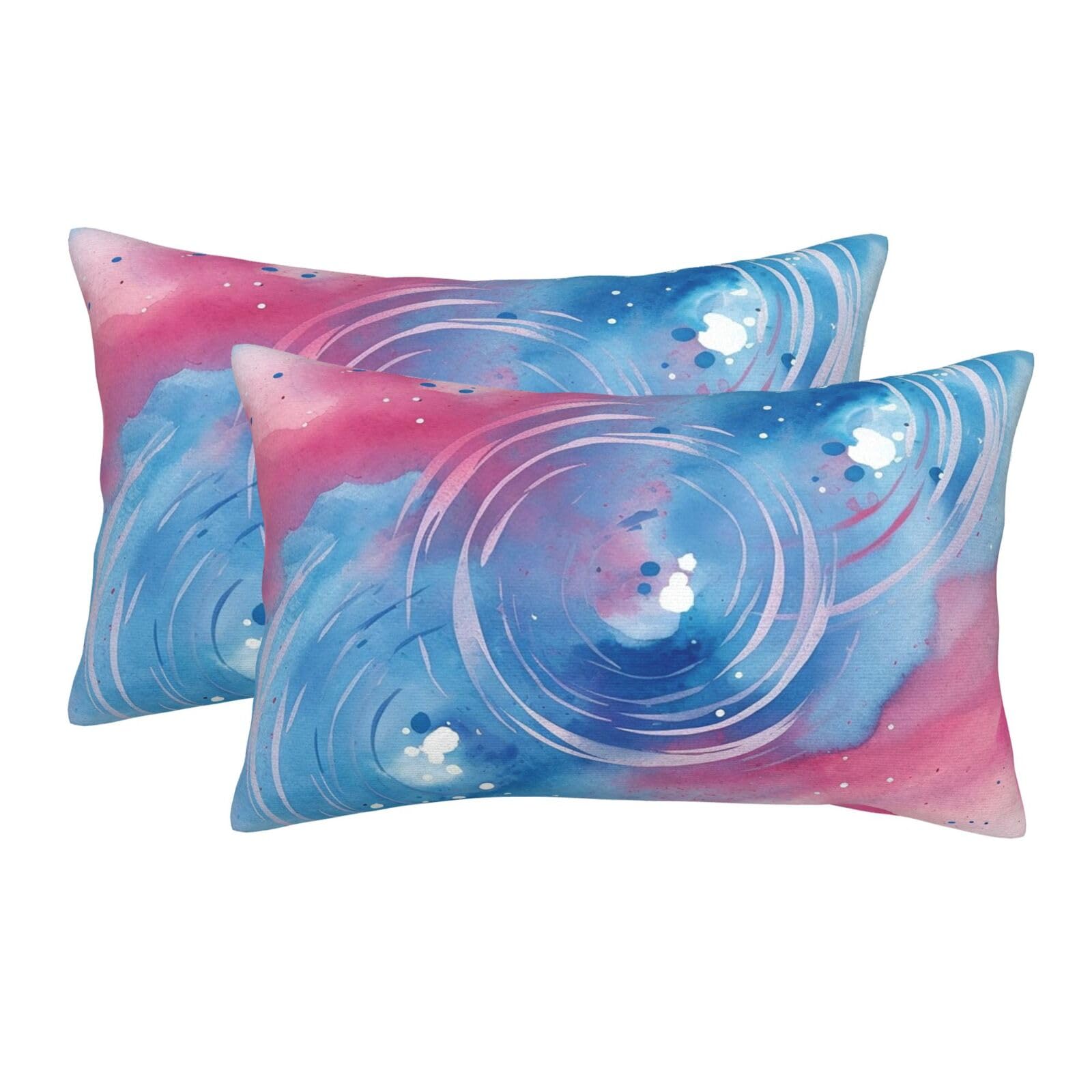 2 Pack Standard Size Pillow Cases for Hair and Skin Soft Breathable Pillow Case Covers with Hidden Zipper Blue Swirl Watercolor Pillowcase 20"x30" Pillow Cover for Sleeping Gift