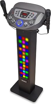Starion KS829-BT Bluetooth Karaoke Machine l Pedestal Design w/Light Show l 4 Built-in Speakers & 2 Tweeters l Two USB Port for Bluetooth / MP3 Record & Playback l Disco Ball Effect l Two Microphones