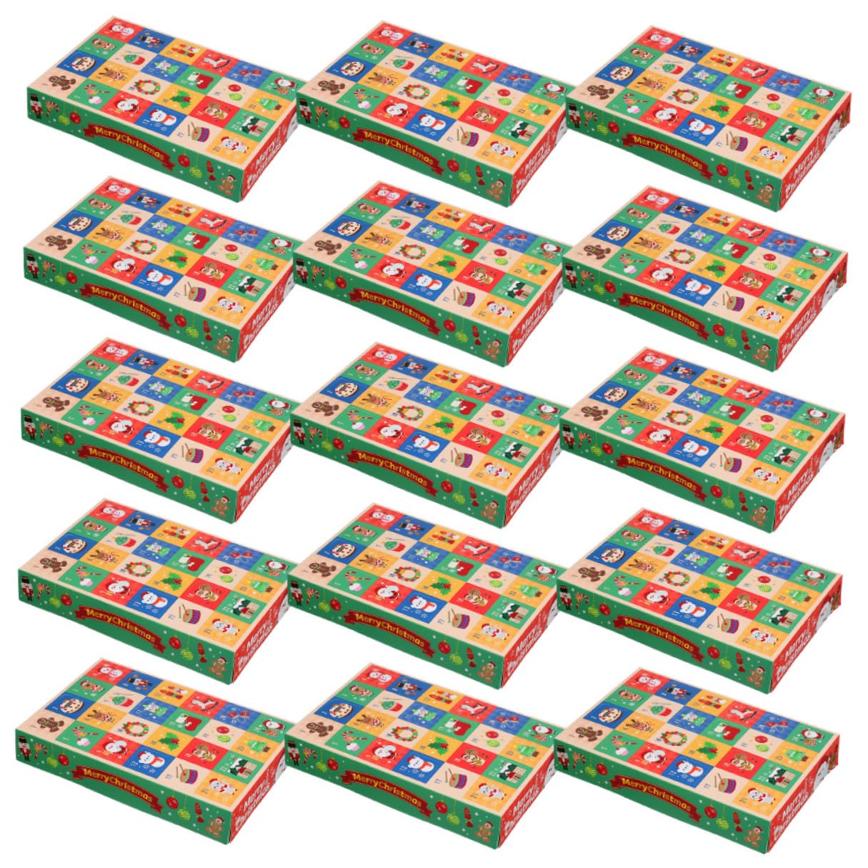 NUOBESTY Calendario Avvento Natale 24 Caselle Cartone per Dolcetti Contenitori di Carta per Caramelle Ragazzo Ragazza Attività Famiglia Scatole Regalo Conto alla Rovescia Feste Natale Set 15 Pezzi