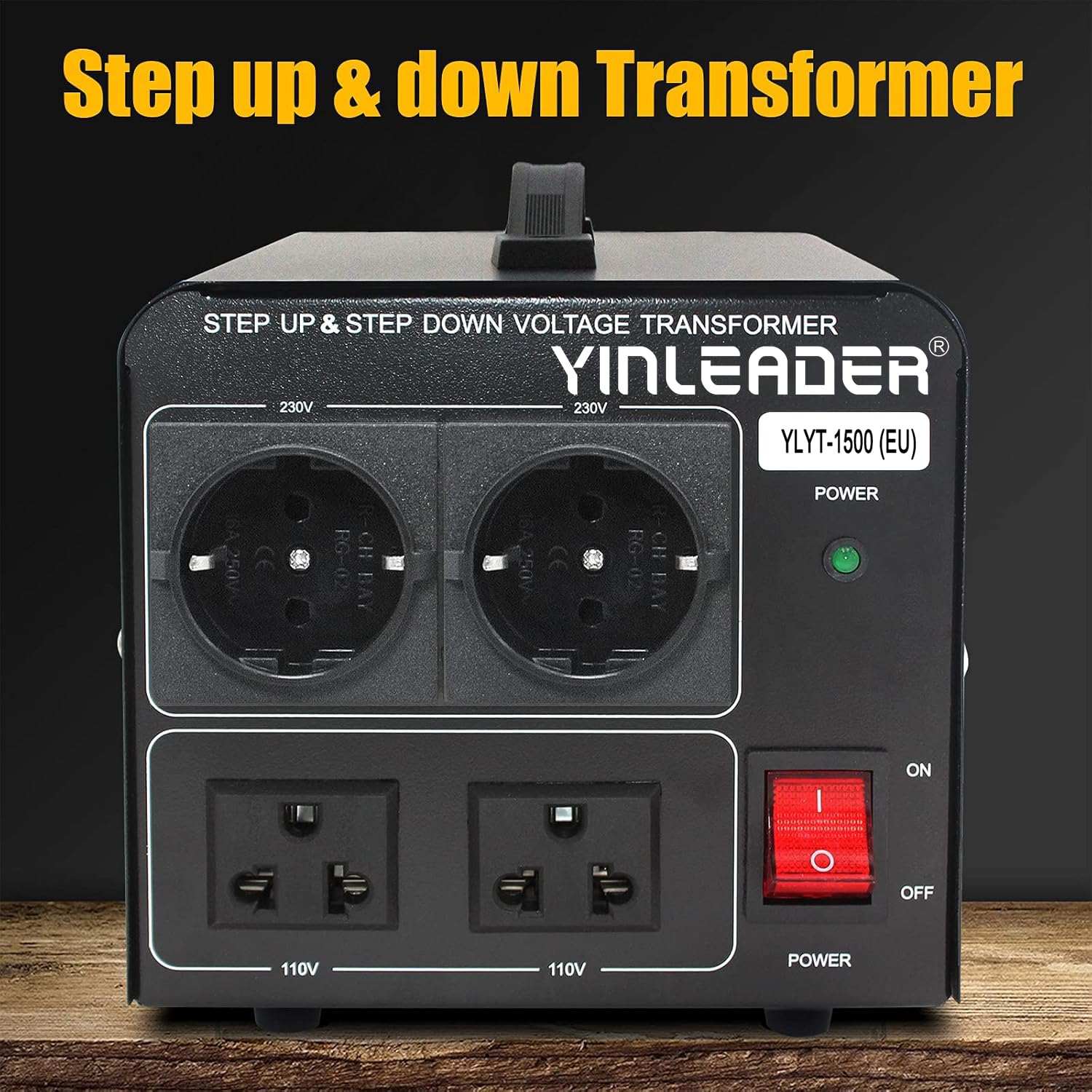 Yinleader Transformator napięcia 1500 VA przetwornica napięcia 230 V na 110 V / 110 V na 230 V