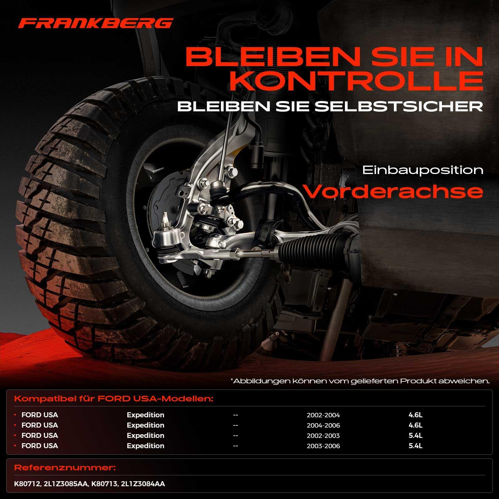 Frankberg 2 x zestaw wahaczy przednich do góry, kompatybilny z Expedition 4,6 l, 5,4 l 2002-2006, zamiennik # 21L1Z3085AA