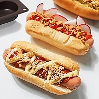 Vista 5 de LURCH Molde para bollos para perros calientes Molde de silicona antiadherente flexible para hornear Bandeja de pan, rollos, pasteles y Eclair