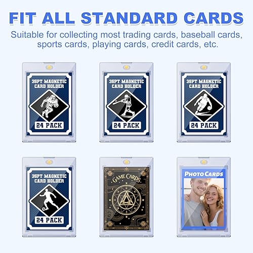 Miniatura 6 de 35pt Magnetic Card Holder for Trading Cards, 24 Pack Baseball Cards Protectors Hard Plastic for Collectible Sports Cards Acrylic Display Card Cases