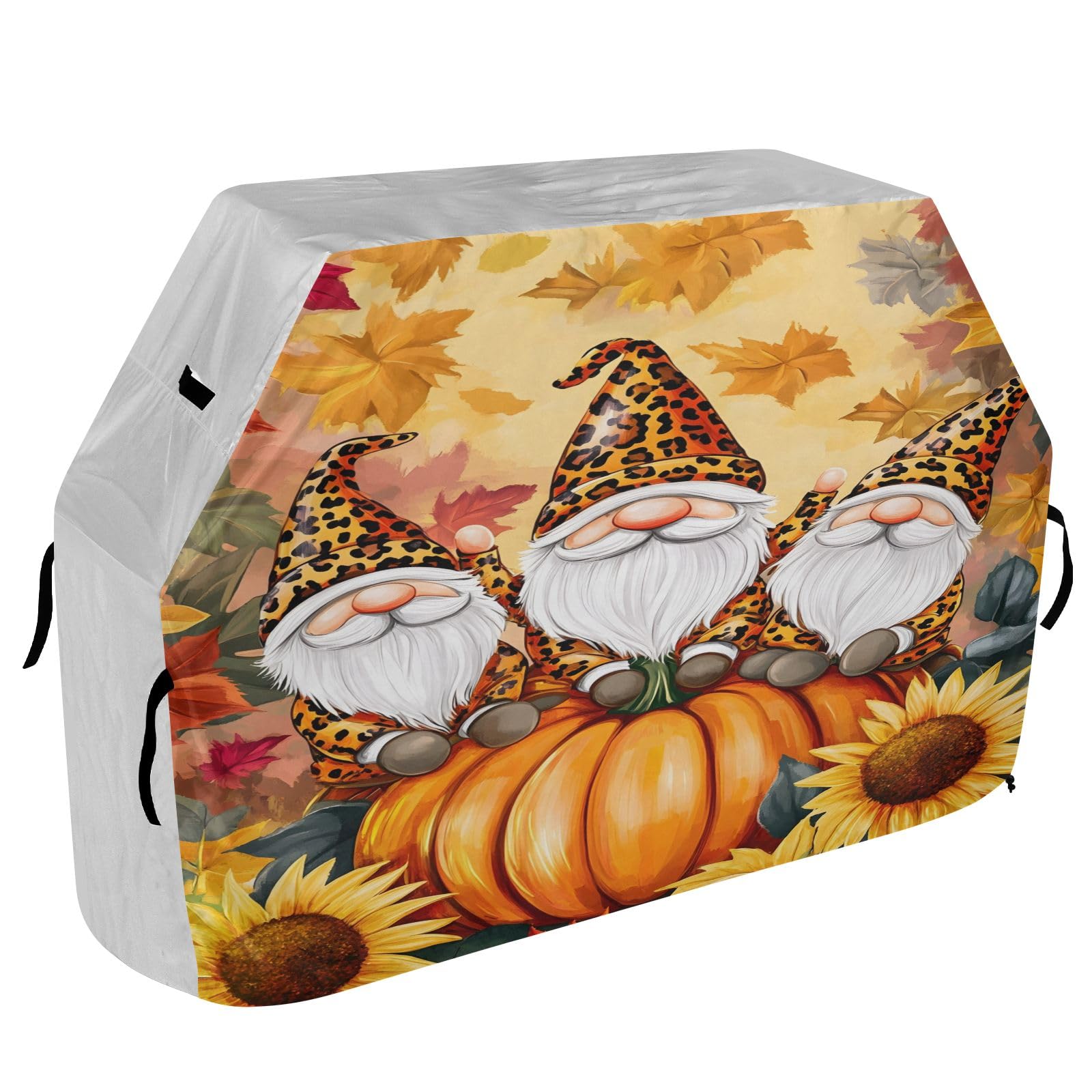 Copertura per barbecue di alta qualità, impermeabile, resistente allo sbiadimento, resistente, adatta per griglie fino a 63 cm di larghezza, cappello con stampa leopardata, girasole e zucca