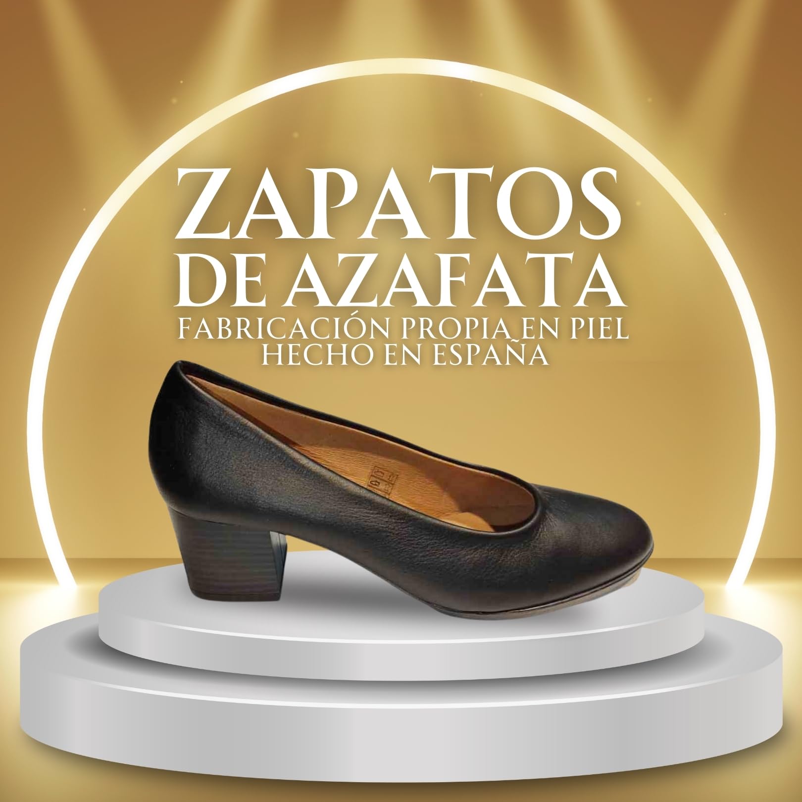 Zapatos de Salón Fausta para Mujer Cómodos 24 Horas, Zapatos de Piel Fabricación Propia Hecho en España, Tacón Bajo y Ancho, Calidad y Estilo Clásico, para Azafatas y Profesionales