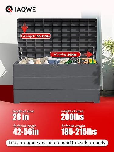 Miniatura 4 de Amortiguadores de gas de 28 pulgadas, 200 libras890N, soporte de elevación para cubierta de lancha, caja de herramientas resistente, tapa, cubo de