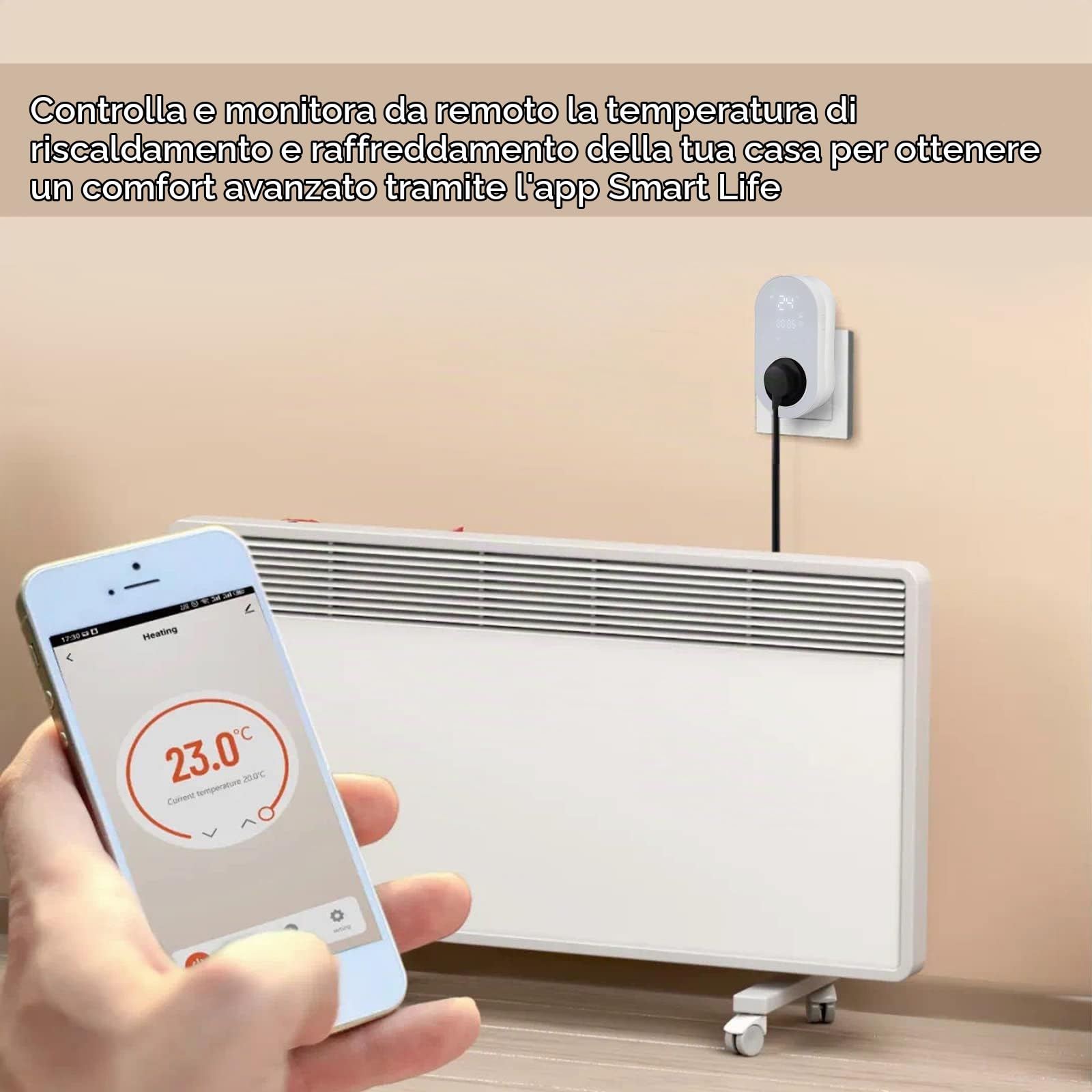 Presa Termostato Digitale di Raffreddamento e Riscaldamento, Termostato con Sonda,Presa con Termostato Wifi Alexa,Termostato Ambiente Programmabile,Cronotermostato Smart Wifi