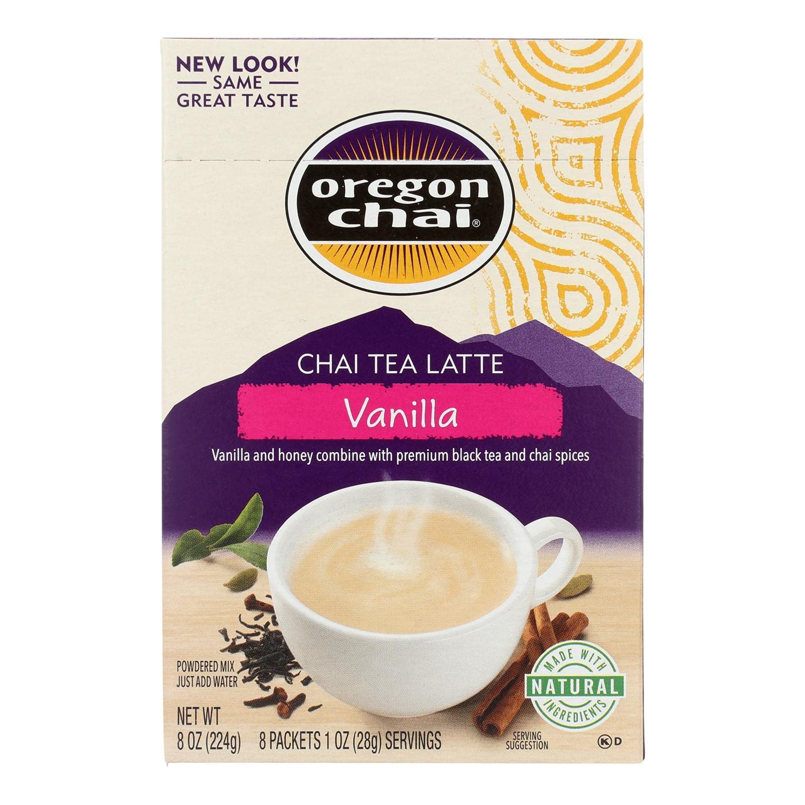 Vanilla Chai Tea Latte Mix - 8 packets per box by Oregon Chai – Pack of 6, Model OC72068