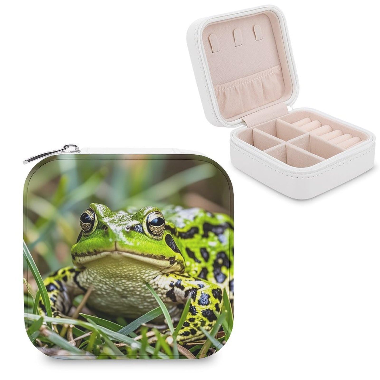 FekiLoot Frog Jewelry Case Personalized Leather Jewelry Box Mini Travel Jewelry Case Small Portable Jewelry Organizer for Ring Earrings Necklace Bracelet