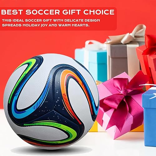 Miniatura 5 de Brazil 2014 World Cup Official Match Soccer Ball, Size 5, Professional Grade Thermally Bonded Seamless Construction, White with Colorful Design