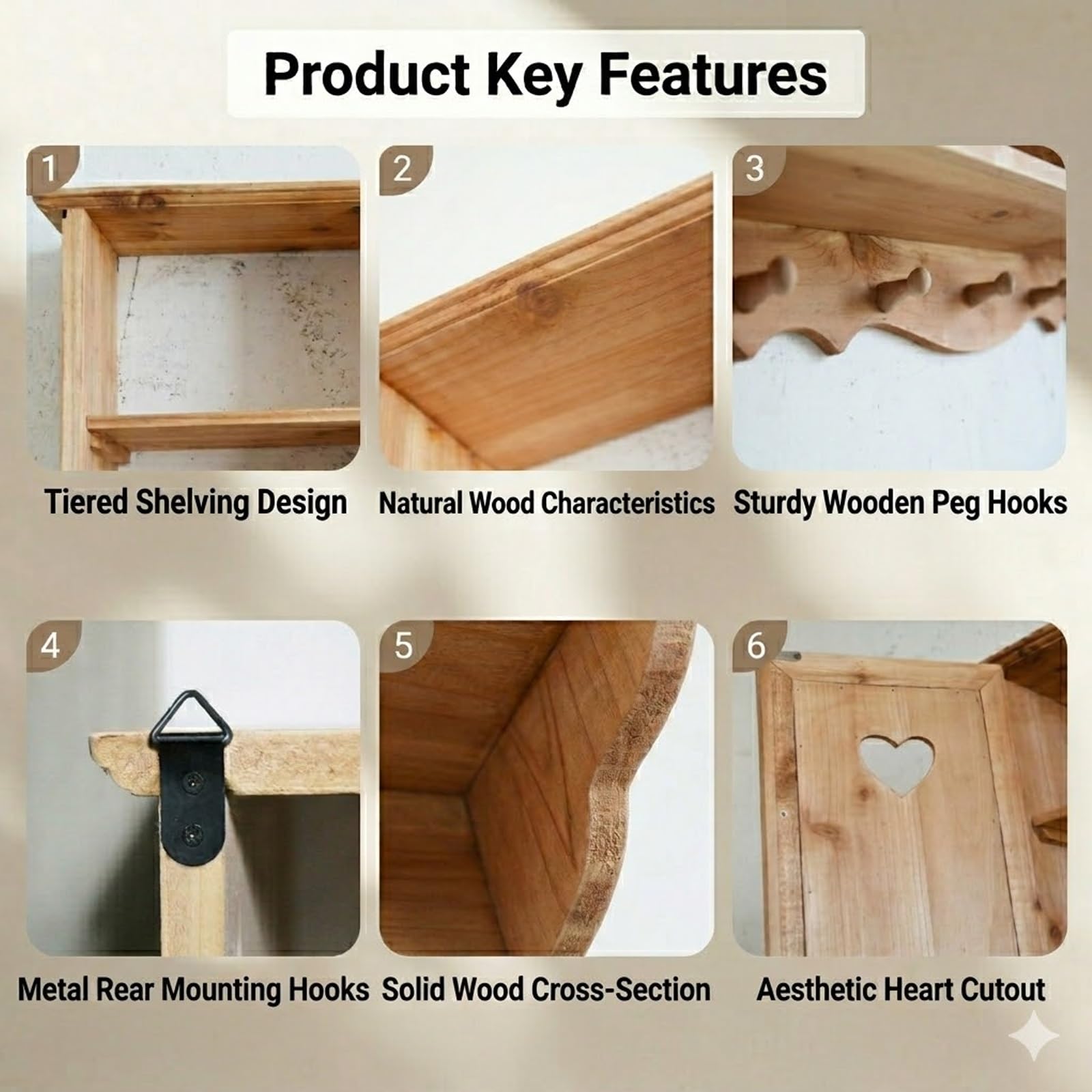 Mensola A Sospensione In Legno Con Porta,Armadietto Parete Multiscomparto,Espositore Salvaspazio Per Soggiorno,Cucina, Camera E Ufficio(15)