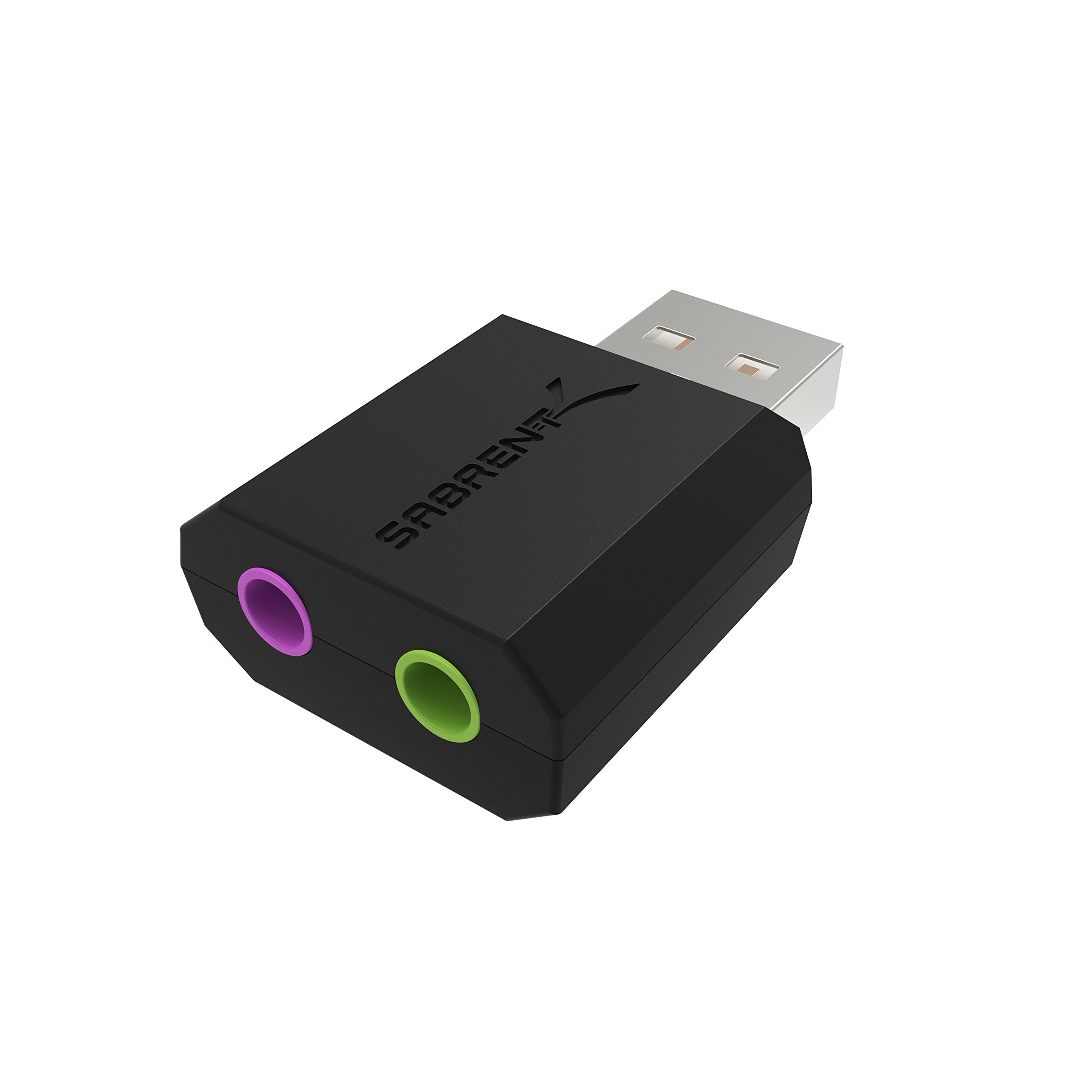 Sabrent USB External Stereo Sound Adapter for Windows and Mac. Plug and play No drivers Needed. [Black] (AU-MMSA)
