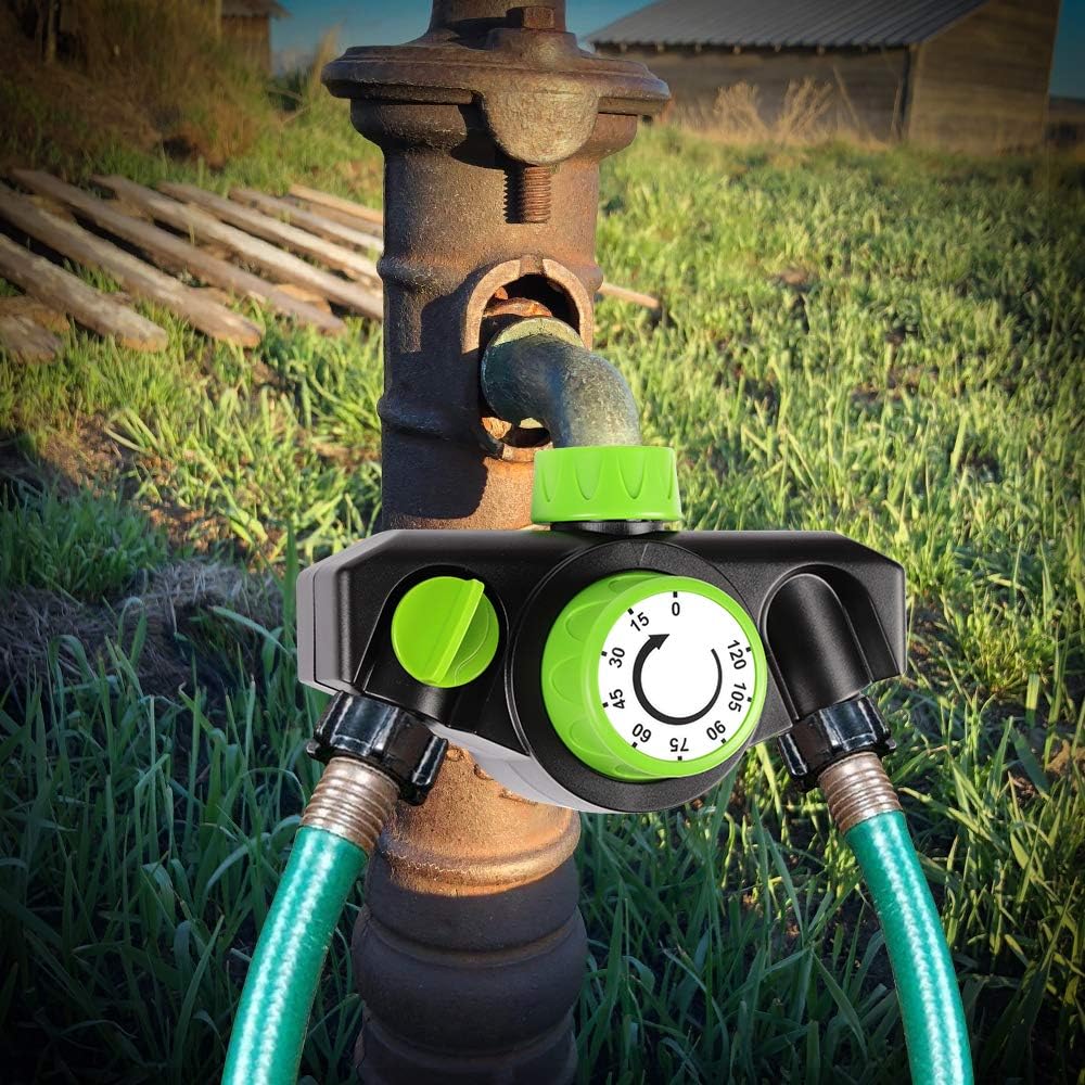 Kasonic Mechanical Watering Timer, 2 Ways Use, Durable High Impact Construction Timed, Watering Up to 120 Minutes, No Batteries Required, Oversized Dial, Easy Use