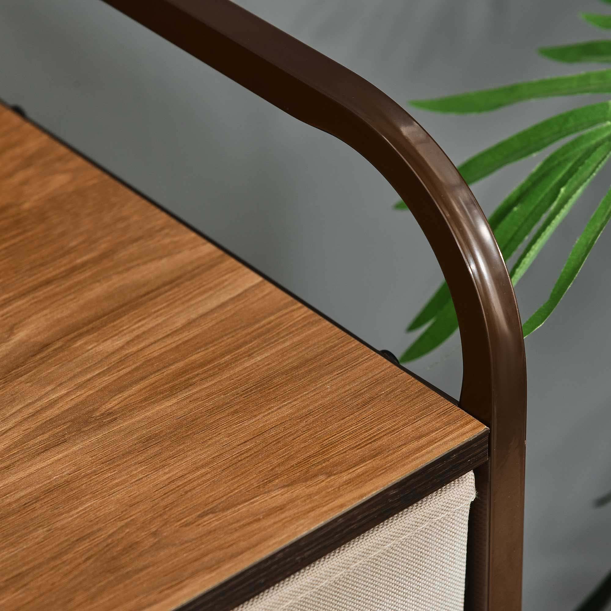 HOMCOM Cómoda con 5 Cajones de Tela Plegables, Cómoda para Dormitorio Estrecha con Marco Metálico, Cajonera para Espacios Pequeños, Sala de Estar, Vestidor, Baño, Multicolor