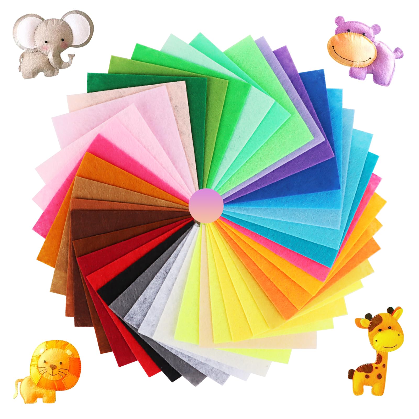 UKOFEW 40 Hojas De Fieltro De 10x10 Cm | 40 Colores Vibrantes Para Manualidades, Costura Y Decoración DIY