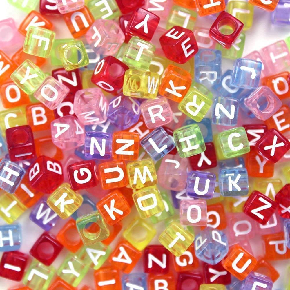RK Beauty 390 pcs Cube Square Acrylic Alphabet Letter Beads 15 of Each A-Z 6mm for Charm Beading Art & Craft Bracelets