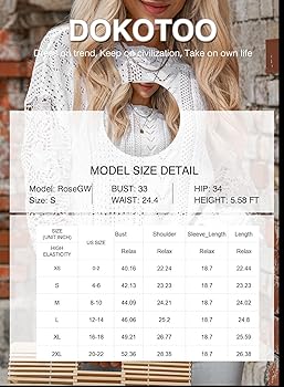 Dokotoo Fashion Sweaters for Women Round Neck Crochet Lace Long