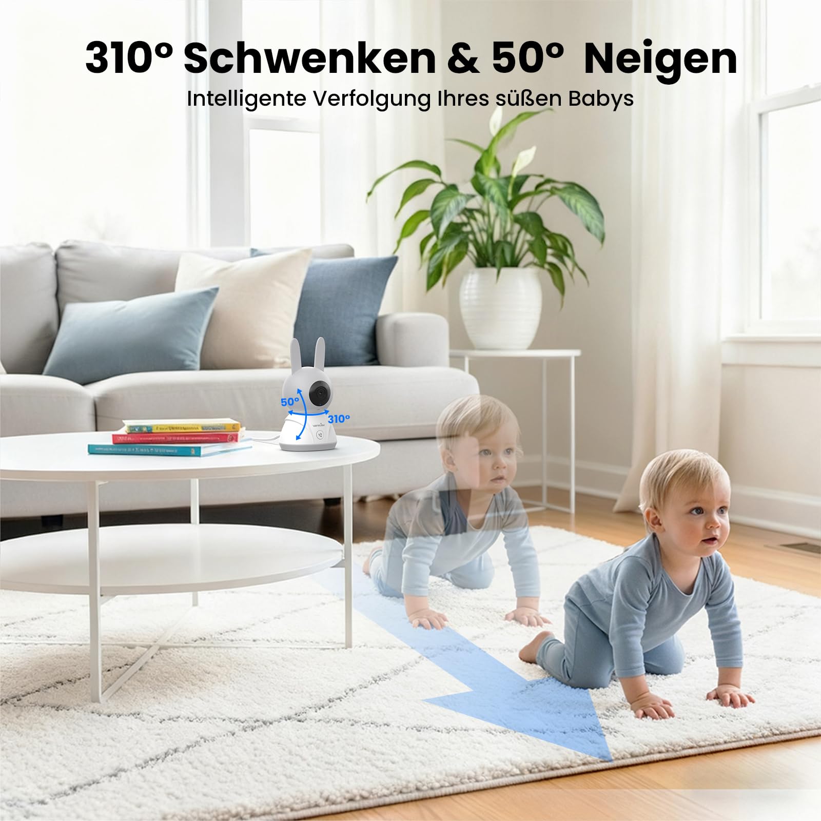 wansview Babyphone mit Kamera 2,4/5 GHz WLAN- 5" 1080P Video babyfone mit App, Baby Camera mit IR Nachtsicht, Automatische Verfolgung, Zwei-Weg-Audio, Temperatur- und Bewegungs-/Geräuscherkennung