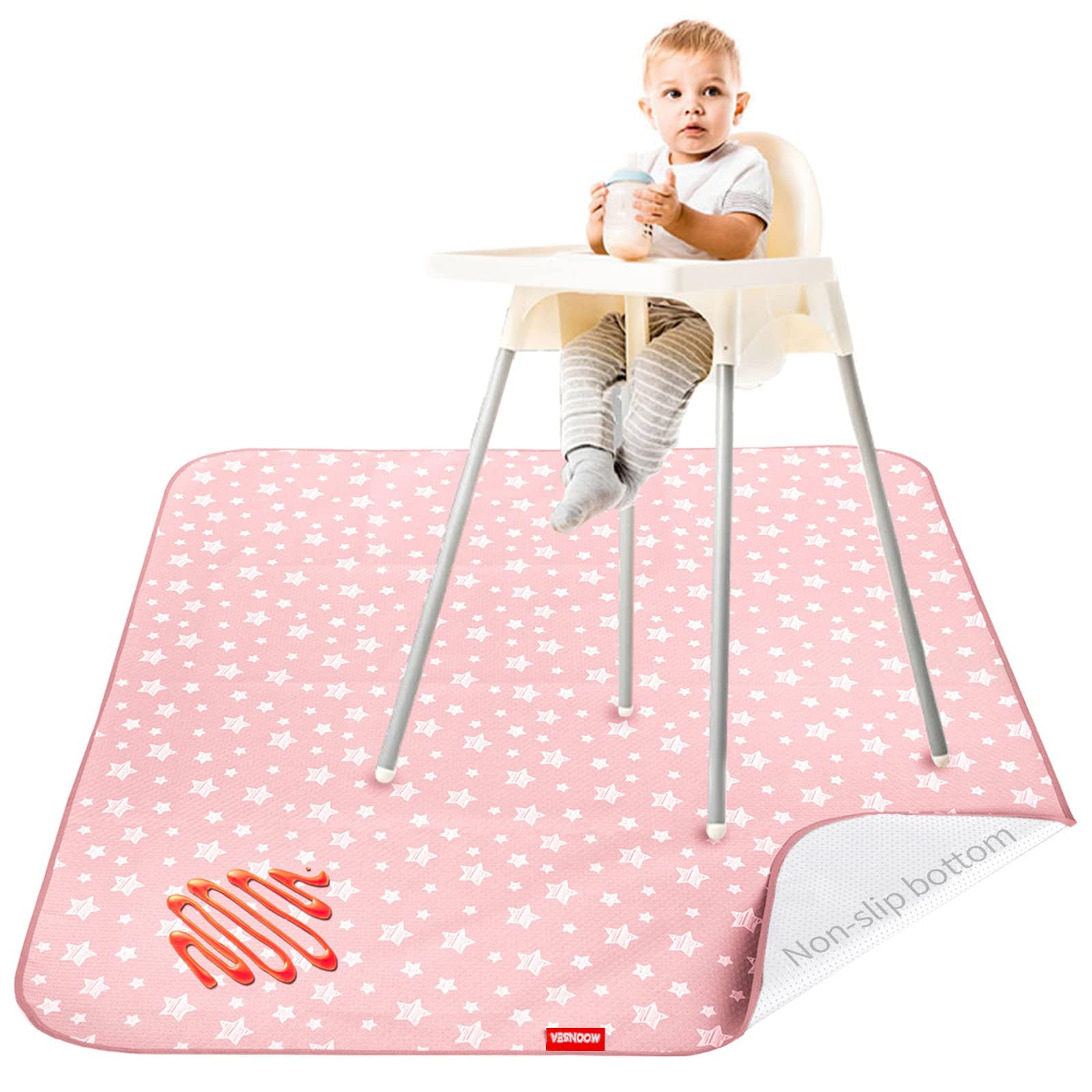 Baby Splat Mat Anti Slip Waterproof High Chair Mat, Baby Feeding Table Cloth Floor Mat Cover, Baby Art Playtime Mat for Craft/Mealtime, 42X46 Inch