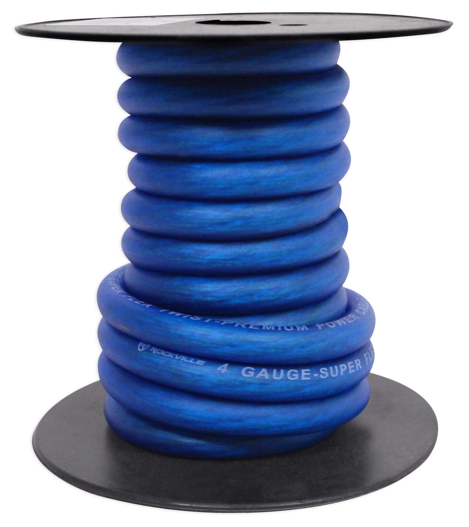 Rockville R4G12-BLUE 4 AWG 12ft Car Amp Power Wire, High Conductivity, Flexible PVC Jacket, Noise Reduction, for Car Audio Enthusiasts