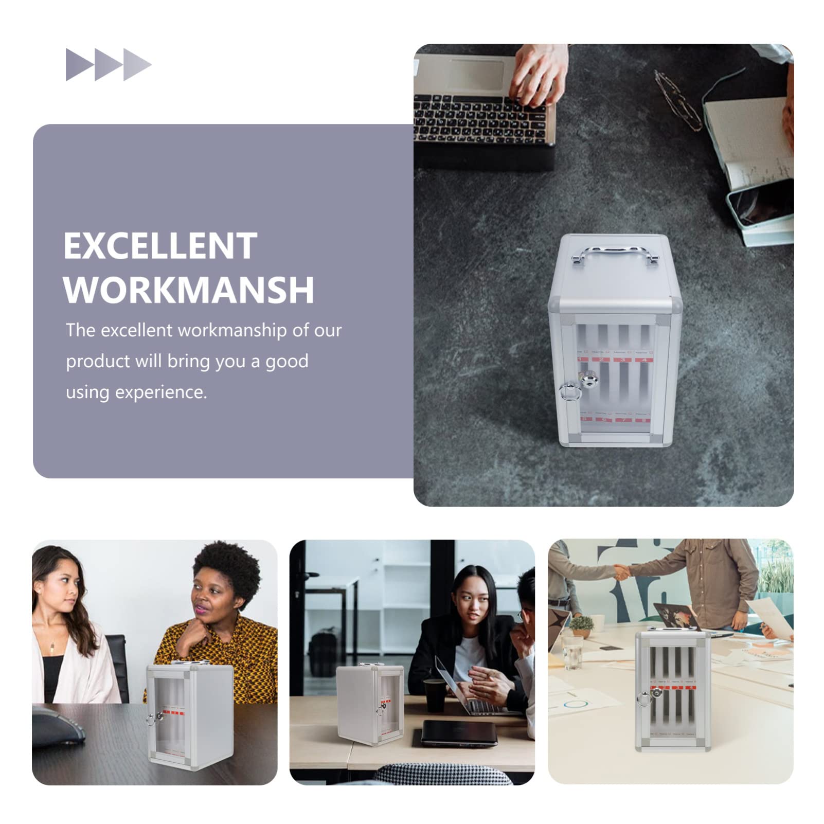 TEHAUX Scatola di Immagazzinaggio per Telefonini Serratura di Sicurezza e Materiale in Lega di Alluminio, Organizer Elegante per Accessori Scuola Back To School Party