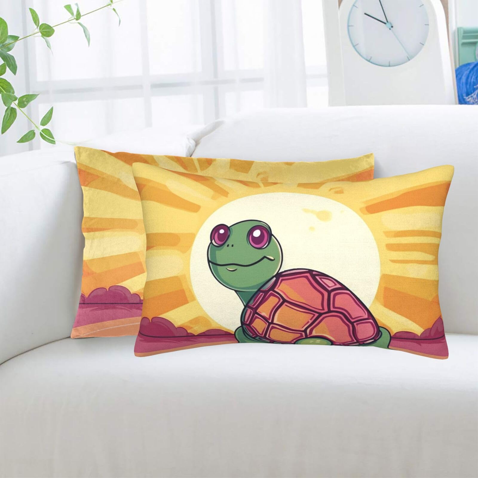 Turtle in The Sun Standard Pillowcases Sets of 2, Ultra Soft Microfiber Plush Pillow Cases 14"X20" Comfort Decorative Throw Pillow Cover with Hidden Zipper for Bedroom, Sofa, Couch