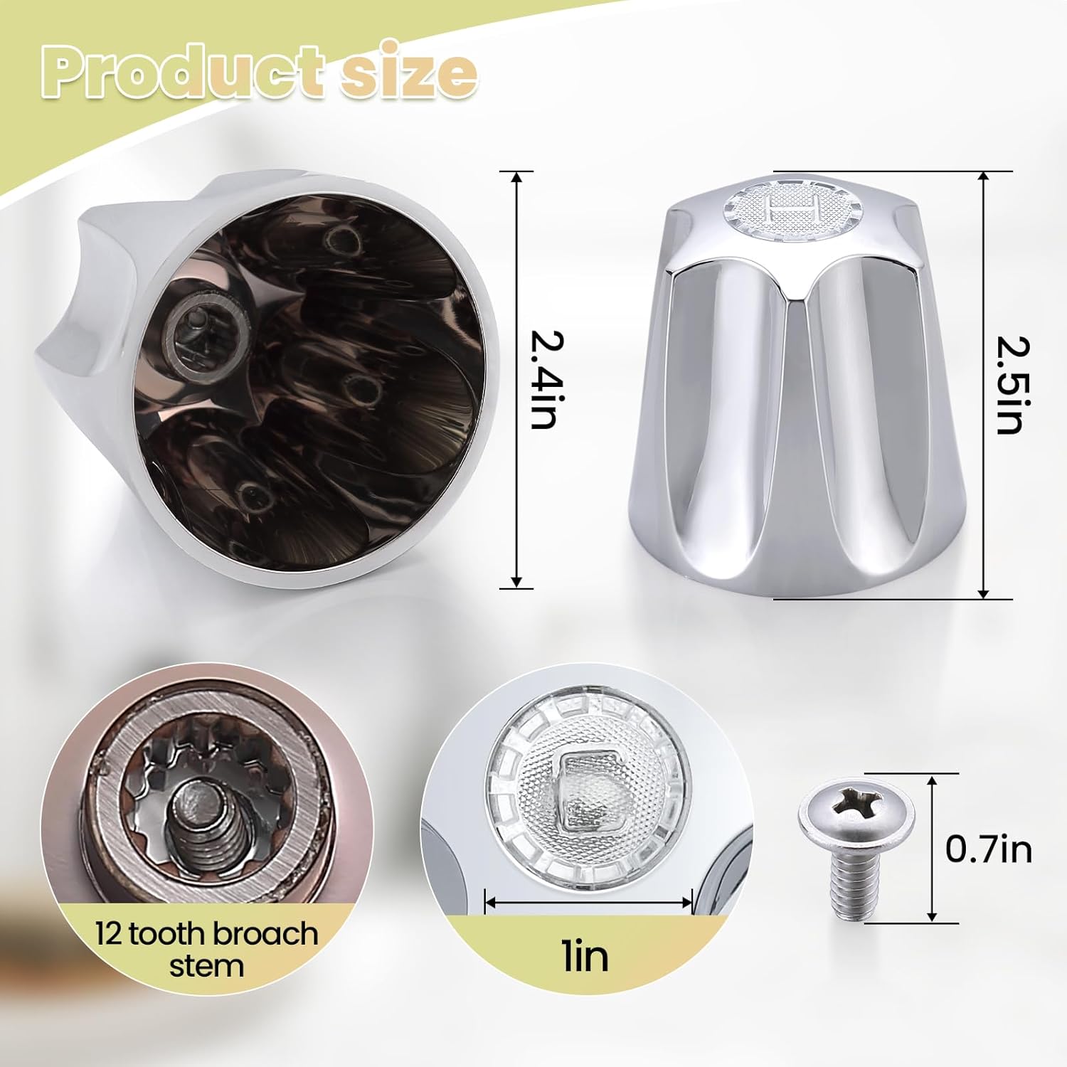 Shower Knobs 3 Piece Replacement for Price/Pfister Verve Tub Shower, Bathtub Knob Replacement, Tub Faucet Set 3 Handle, Hot Cold and Diverter Shower Handle Set (3 Handles+3 Flanges+3 Nipples)