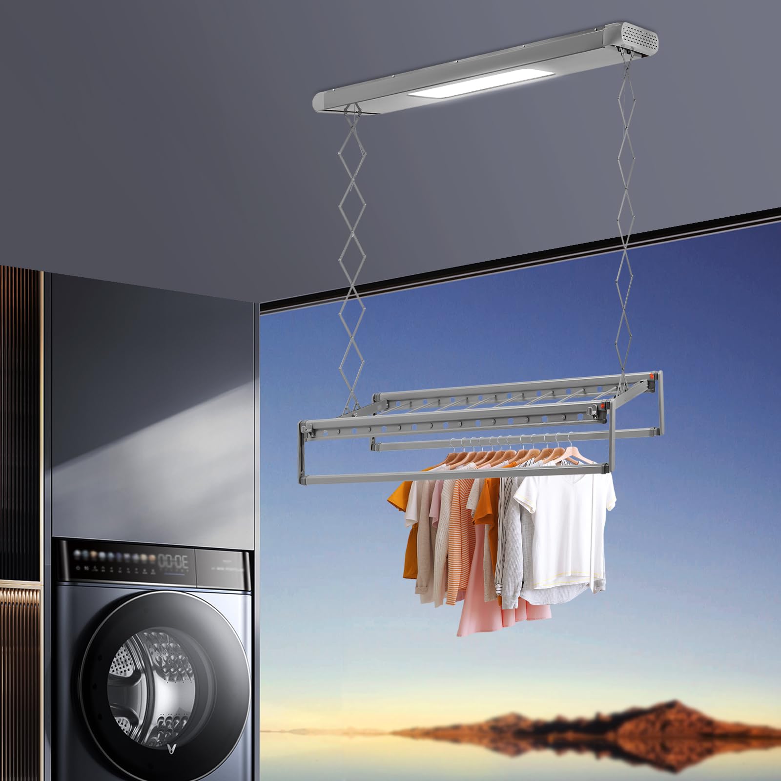 Asciugatrice elettrica con luce aria, asciugatrice elettrica compatta con telecomando Pro in alluminio e acciaio