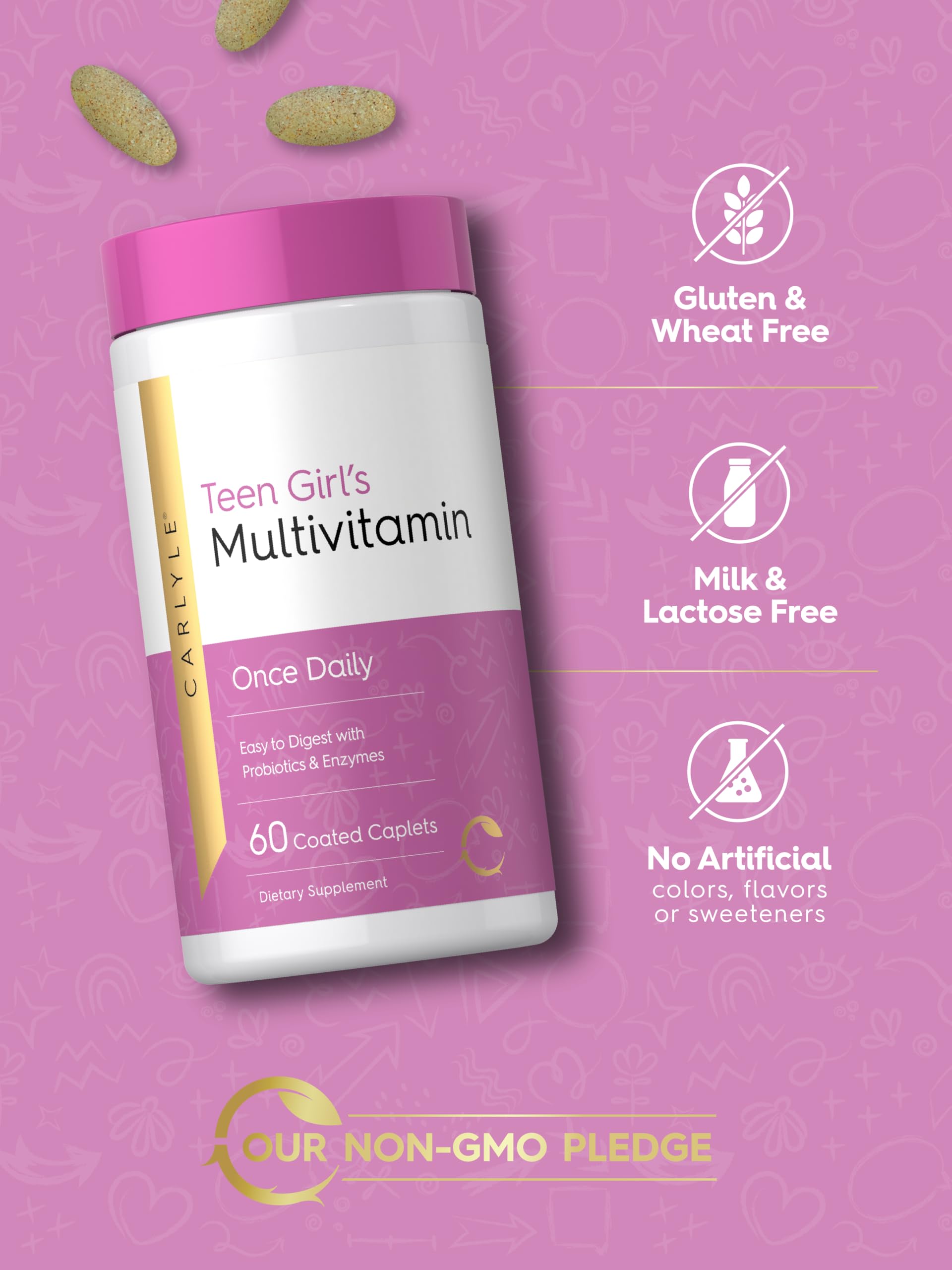 Carlyle Teen Multivitamin for Girls | 60 Caplets | Once Daily — Amazon image 5