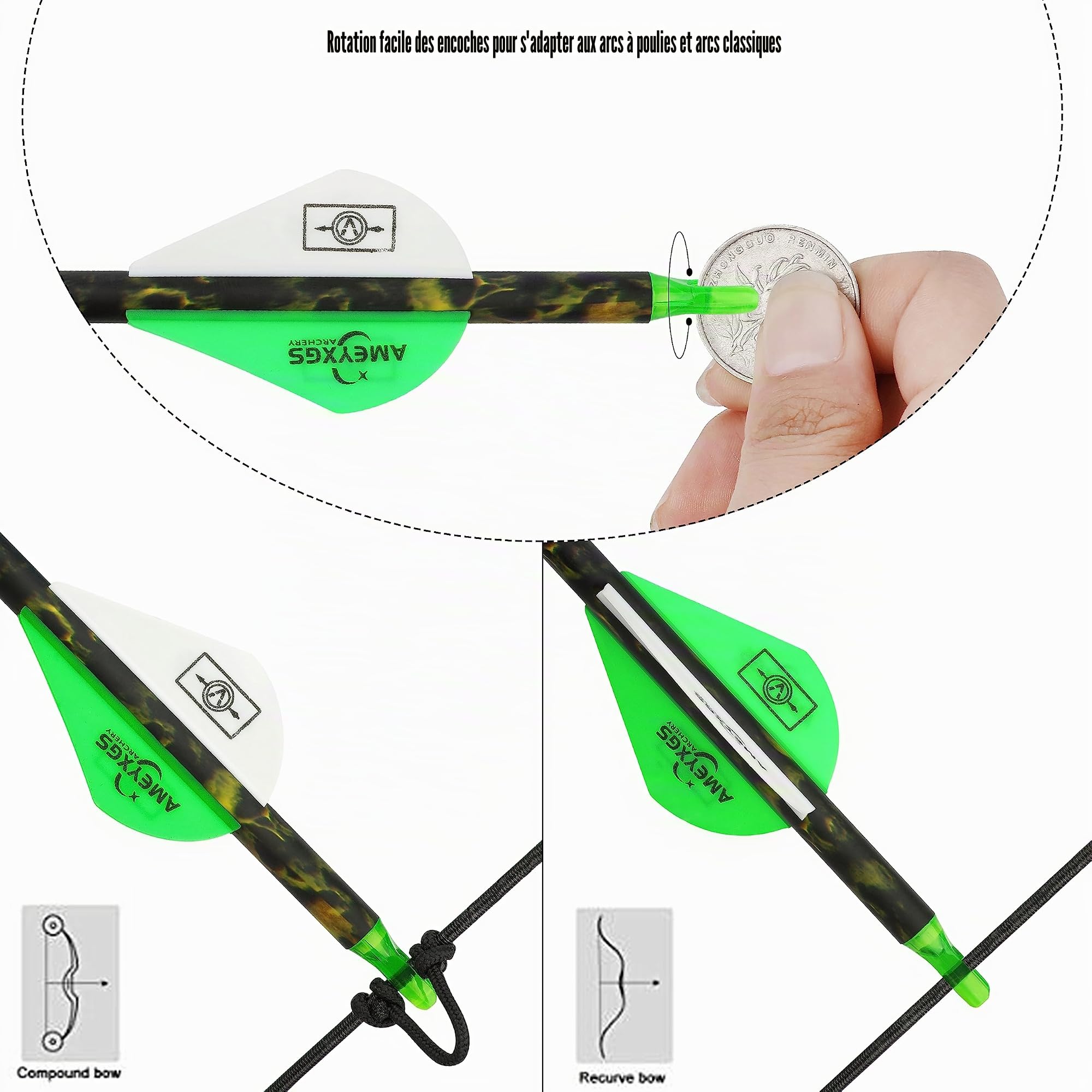 31" Flèches de Chasse en Carbone pour Le tir à l'arc Flèches de ciblage 500 pour Arc à poulies, Arc recourbé, Arc Long 6/12pcs