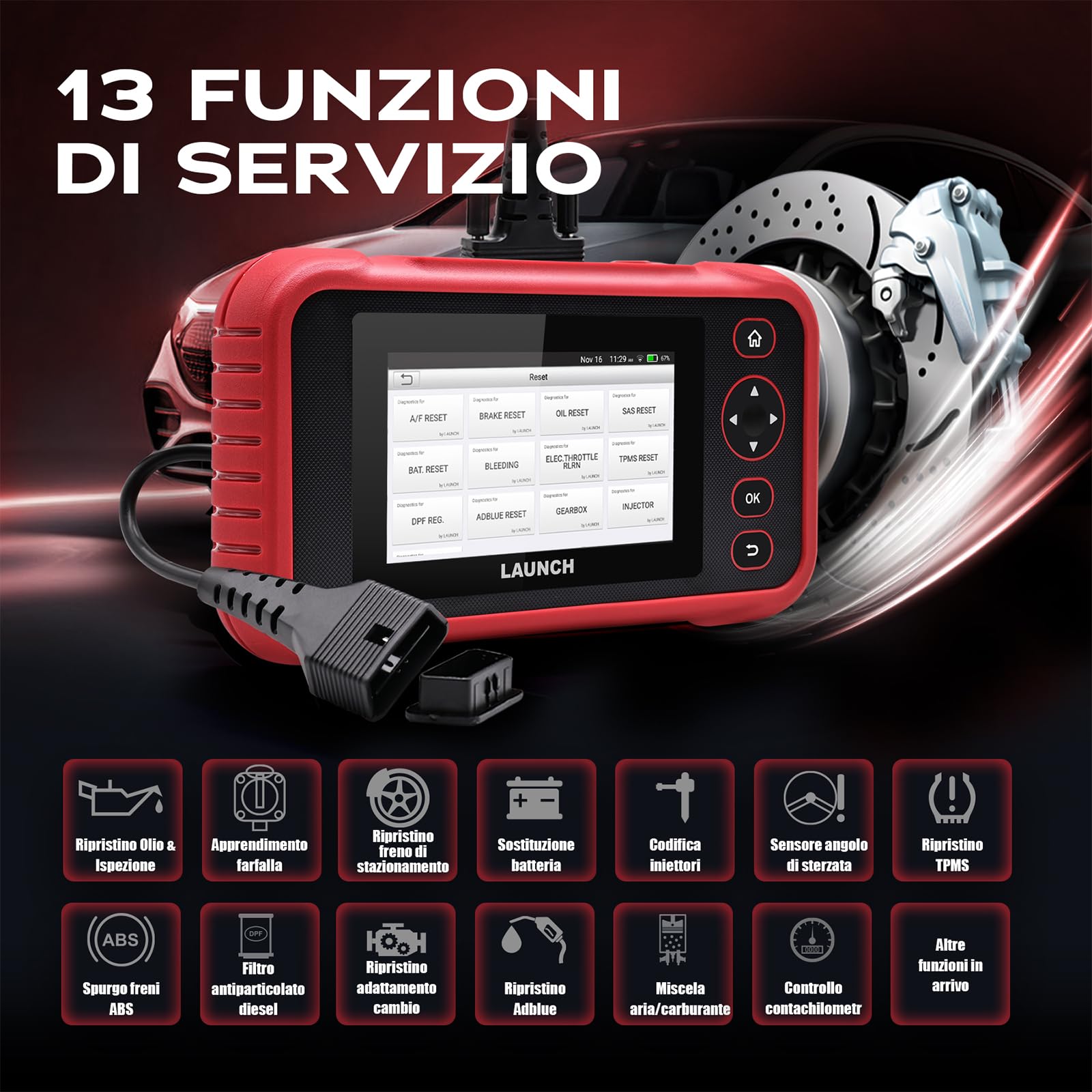 LAUNCH CRP129 EVO + V3 Scanner OBD2 Auto, 4 Sistemi e 13 Servizi | Diagnosi motore, ABS, SRS e cambio, codifica ECU, CAN FD e DoIP, aggiornamenti WiFi gratuiti a vita