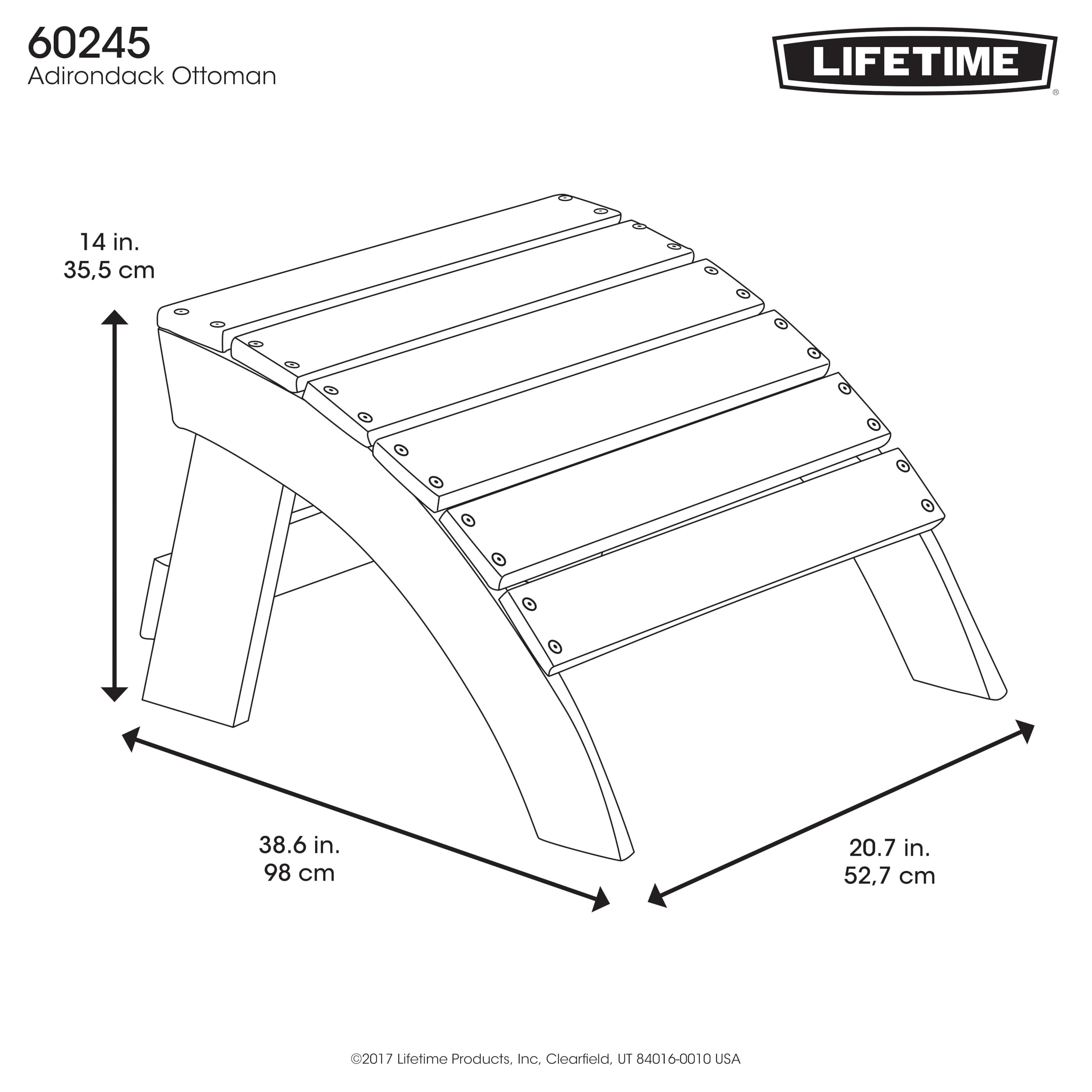 Lifetime Adirondack Ottoman 60245 | Versatile Outdoor Patio Footrest & Ottoman | Durable Weather-Resistant Wooden Design | Maintenance-Free Garden Footrest | Lightweight & Easy-to-Clean 3