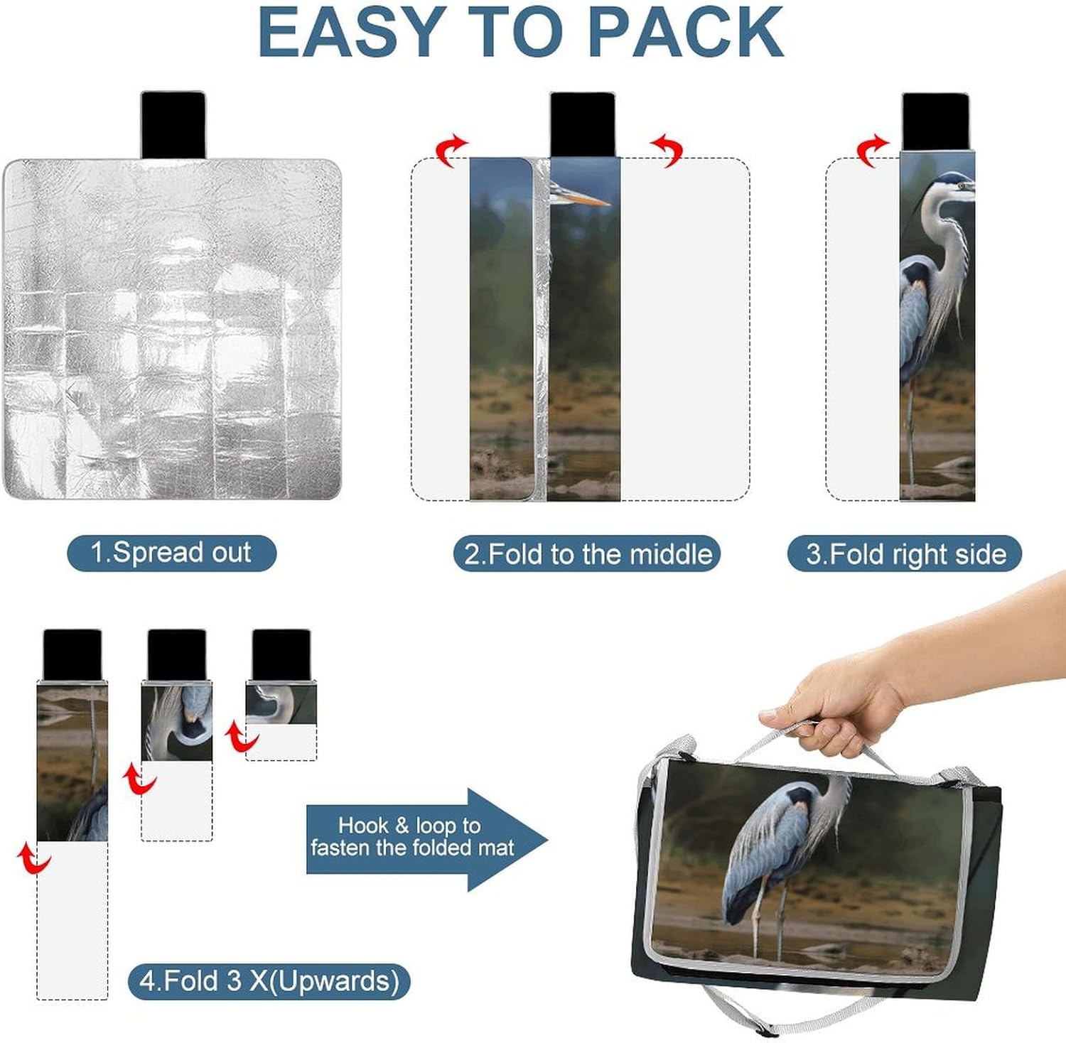 Picnic Mats, Heron Printed Picnic Mats,Travel Picnic Mats,Fashionable Picnic Mats,Folding Picnic Mats