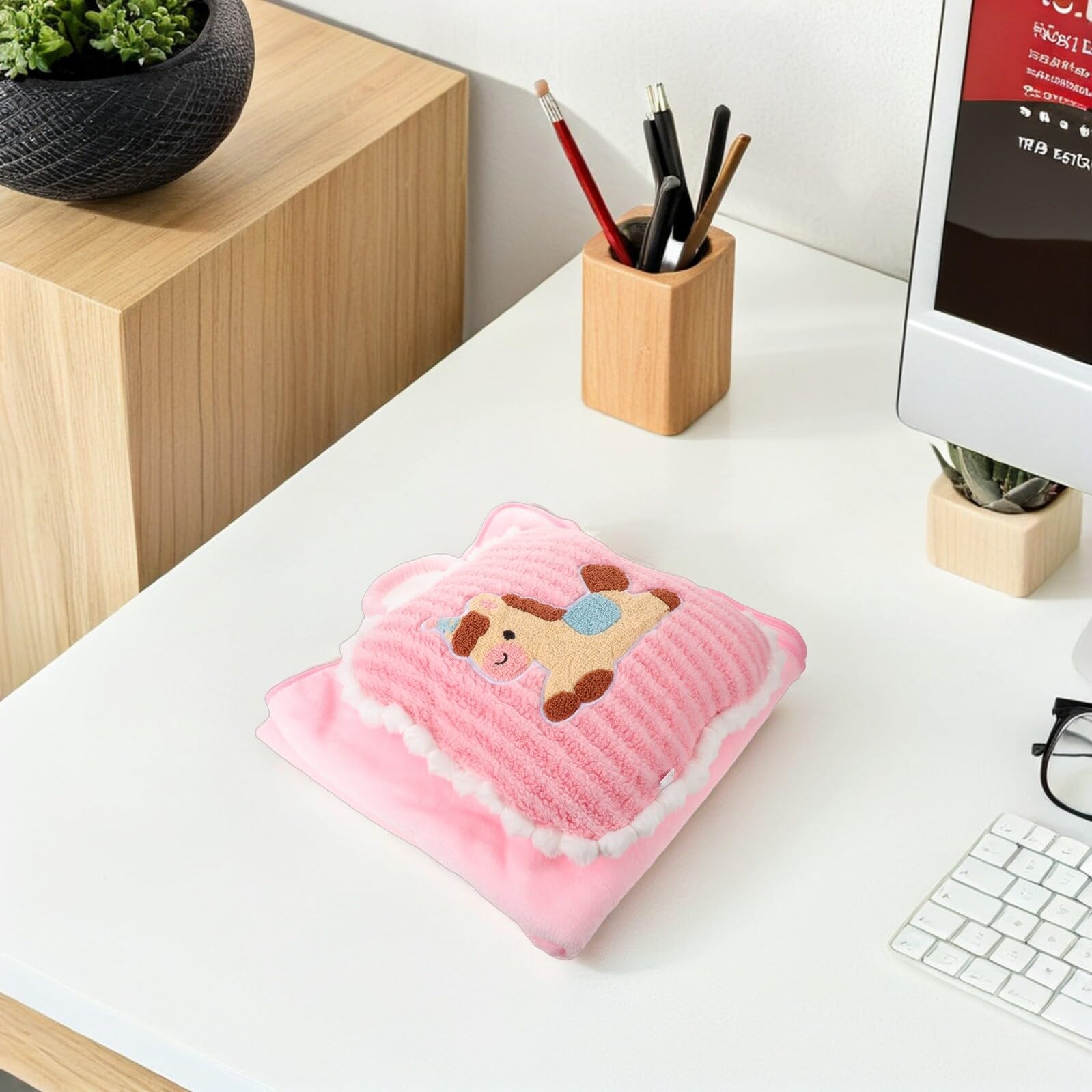TOYANDONA Coperta Cuscino Cavallo 2 in 1 Rosa, Peluche Pp Cotone